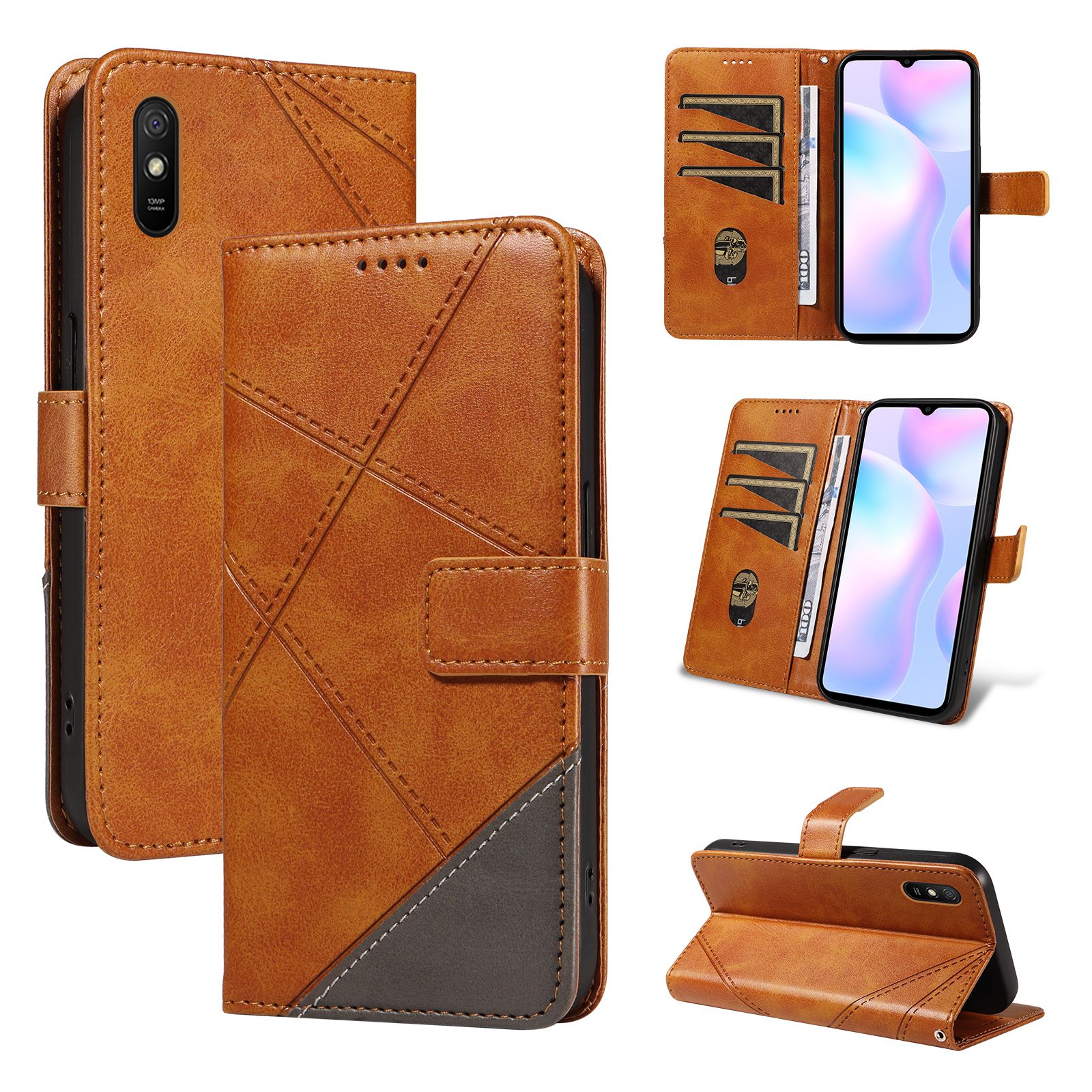 (katu2024) PU Leather Wallet Case For Xiaomi Redmi 9A Flip Stand Card Book Phone Cover