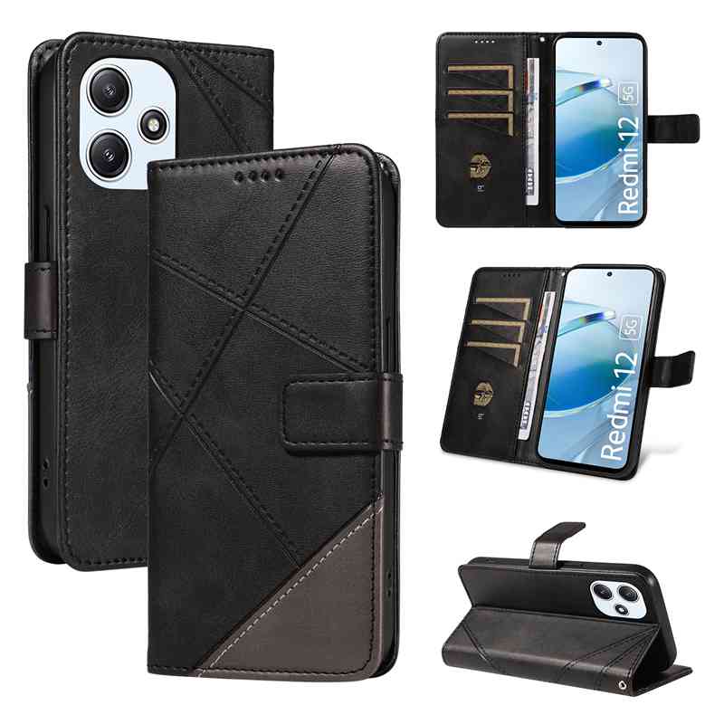 (katu2024) PU Leather Wallet Case For Xiaomi Redmi 12 4G 5G /Redmi Note 12R /Xiaomi Poco M6 Pro 5G Flip Stand Card Book Phone Cover