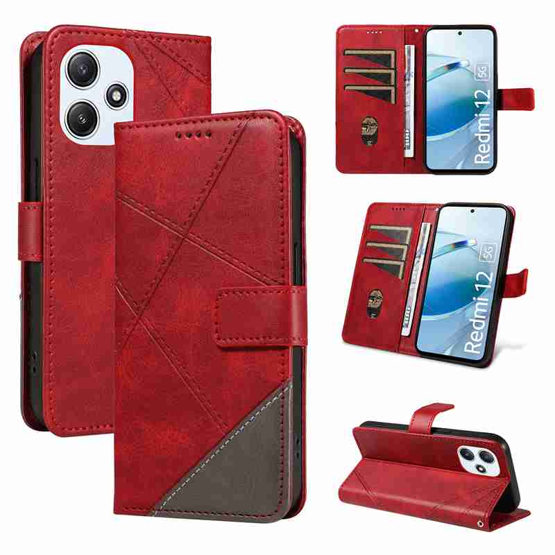 (katu2024) PU Leather Wallet Case For Xiaomi Redmi 12 4G 5G /Redmi Note 12R /Xiaomi Poco M6 Pro 5G Flip Stand Card Book Phone Cover