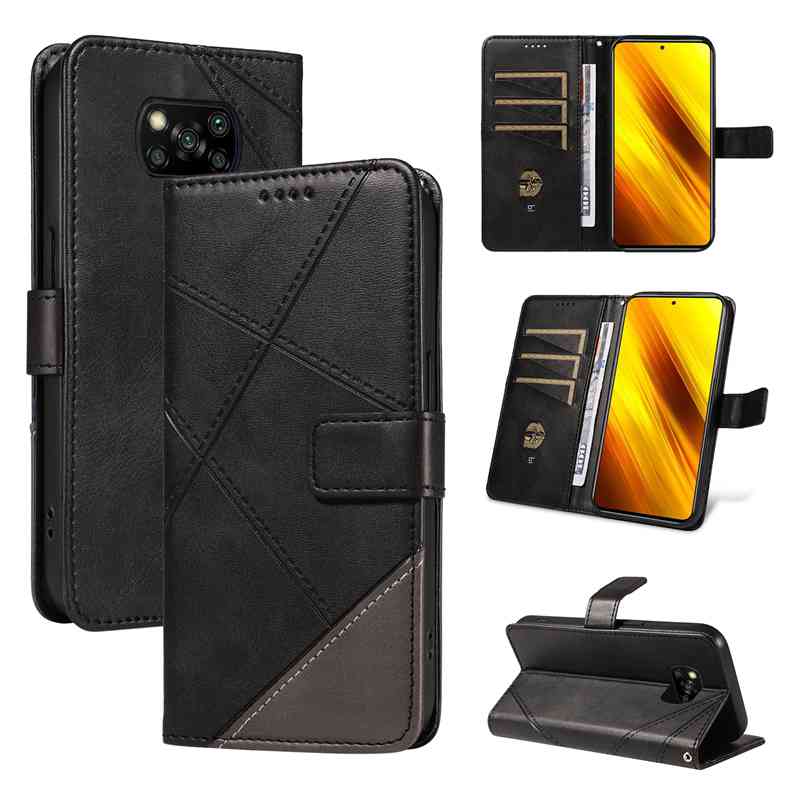 (katu2024) PU Leather Wallet Case For Xiaomi Poco X3 nfc Flip Stand Card Book Phone Cover