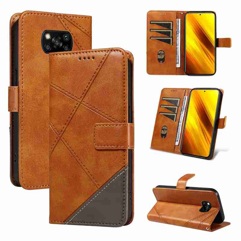(katu2024) PU Leather Wallet Case For Xiaomi Poco X3 nfc Flip Stand Card Book Phone Cover
