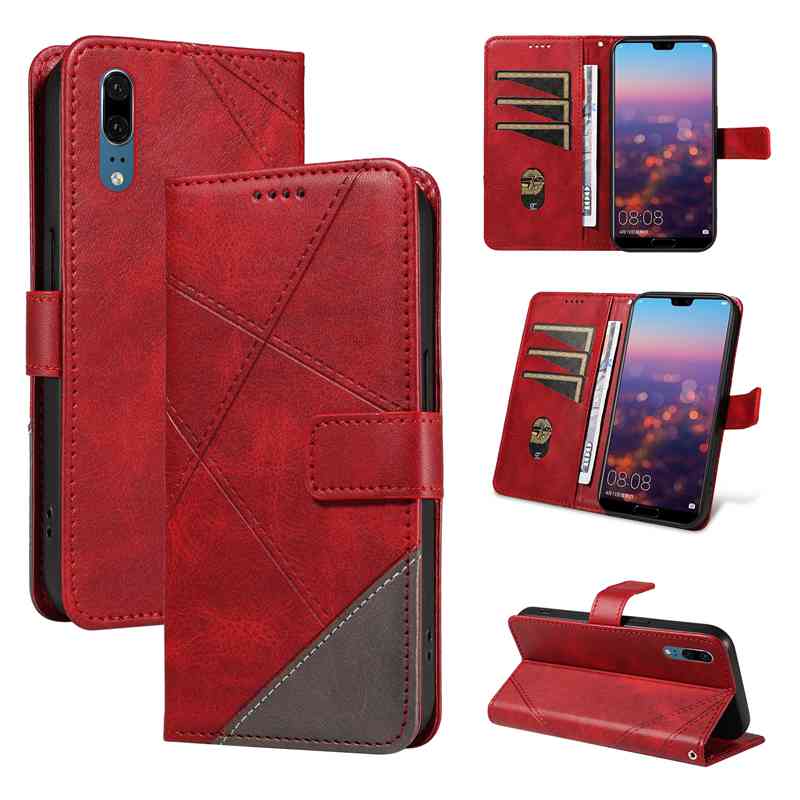 (katu2024) PU Leather Wallet Case For Huawei P20 Flip Stand Card Book Phone Cover