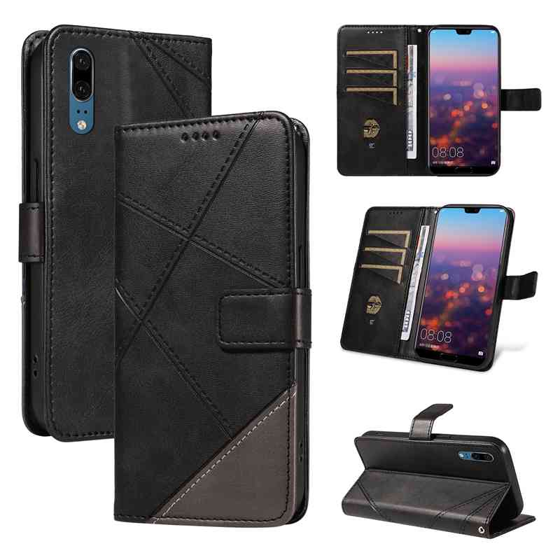 (katu2024) PU Leather Wallet Case For Huawei P20 Flip Stand Card Book Phone Cover