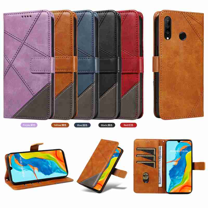 (katu2024) PU Leather Wallet Case For Huawei P30 Lite Flip Stand Card Book Phone Cover