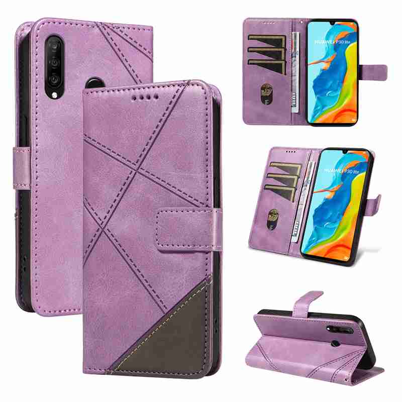 (katu2024) PU Leather Wallet Case For Huawei P30 Lite Flip Stand Card Book Phone Cover