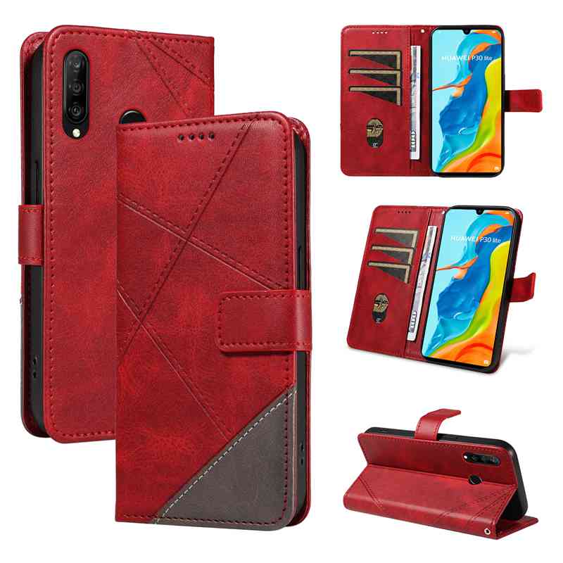 (katu2024) PU Leather Wallet Case For Huawei P30 Lite Flip Stand Card Book Phone Cover
