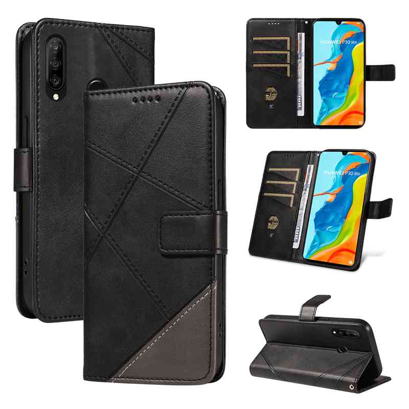 (katu2024) PU Leather Wallet Case For Huawei P30 Lite Flip Stand Card Book Phone Cover