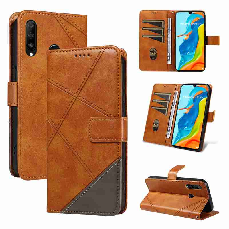 (katu2024) PU Leather Wallet Case For Huawei P30 Lite Flip Stand Card Book Phone Cover