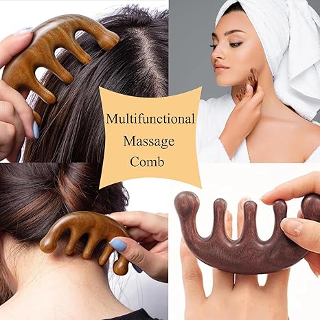 1pcs/2pcs Wooden Scalp Massage Comb, Sandalwood Scalp Massager Comb Wood, Massage Wooden Gua Sha Comb for Women Men Hair Growth