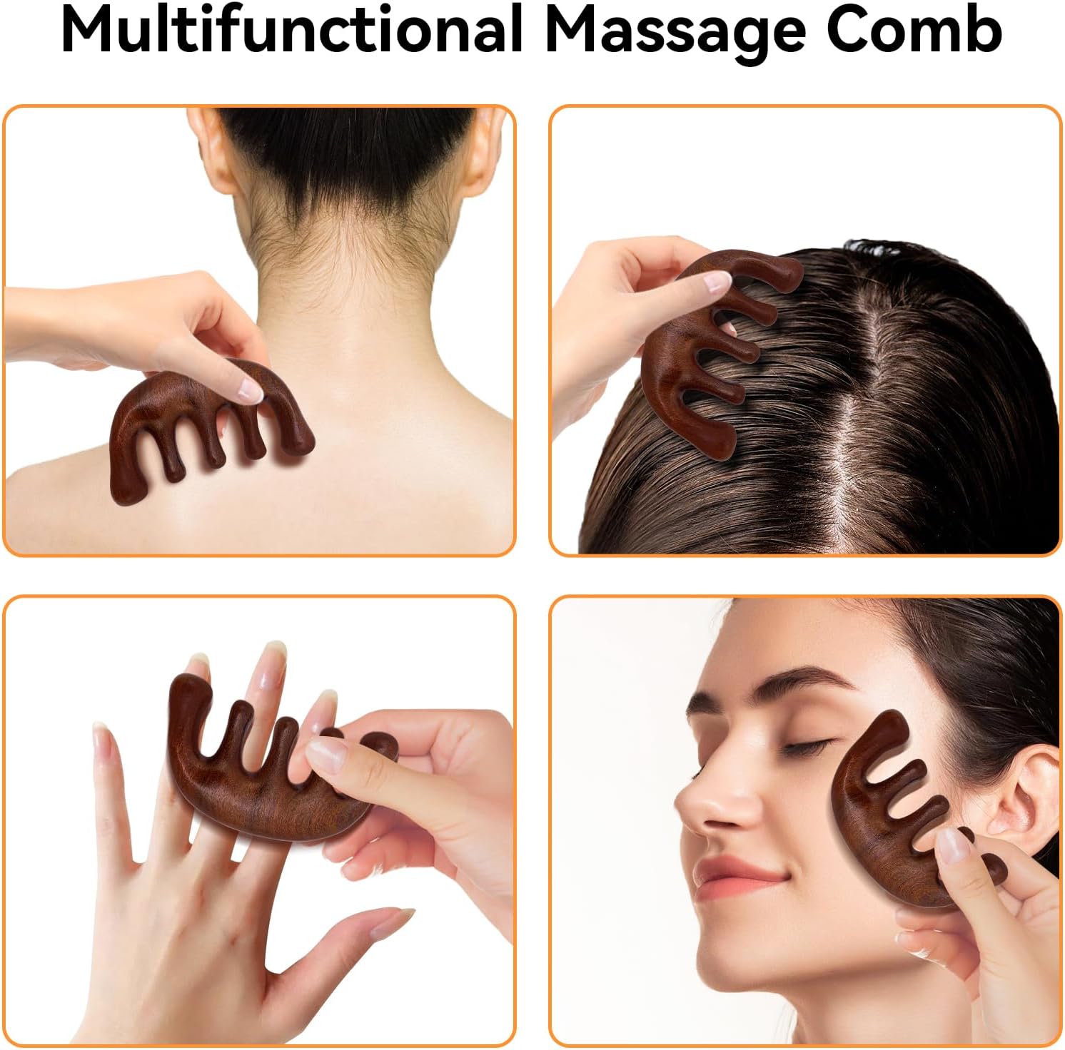 1pcs/2pcs Wooden Scalp Massage Comb, Sandalwood Scalp Massager Comb Wood, Massage Wooden Gua Sha Comb for Women Men Hair Growth