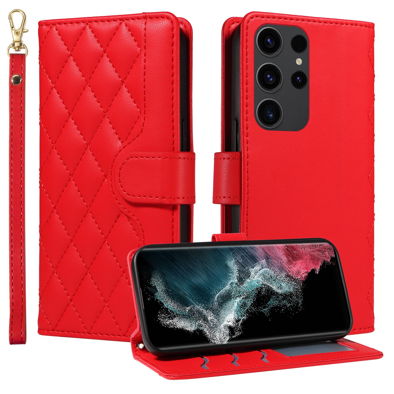 Wallet Case For Samsung Galaxy S22 Ultra Leather Flip Stand Phone Bags Cover