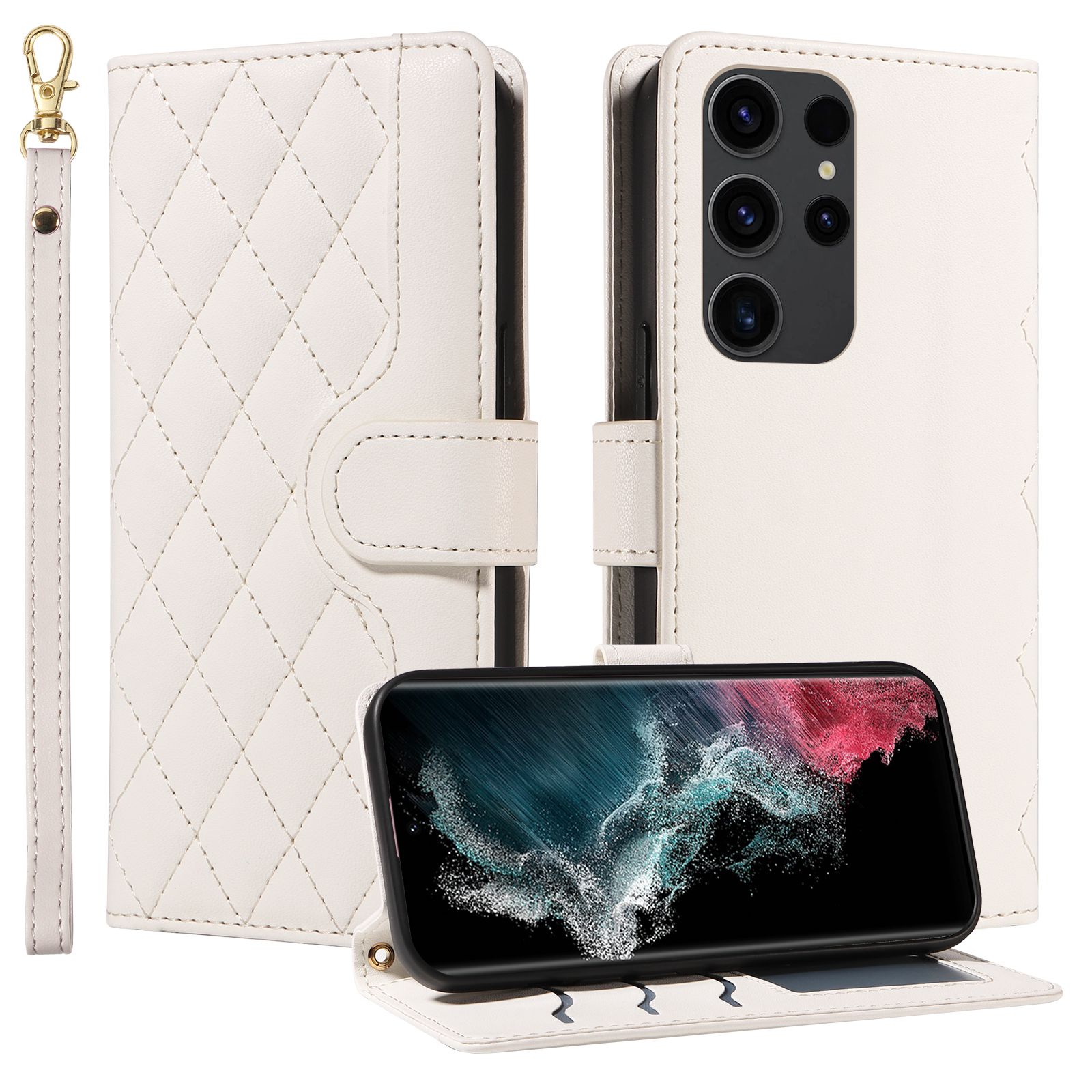 Wallet Case For Samsung Galaxy S22 Ultra Leather Flip Stand Phone Bags Cover