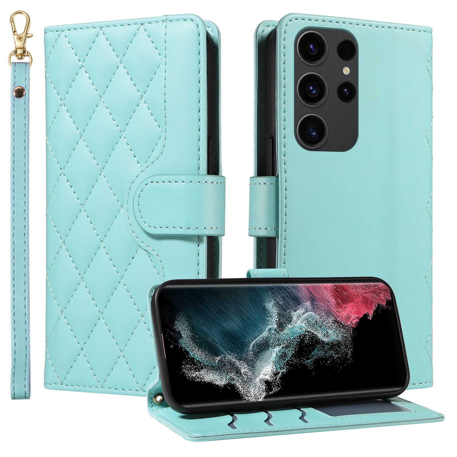 Wallet Case For Samsung Galaxy S22 Ultra Leather Flip Stand Phone Bags Cover