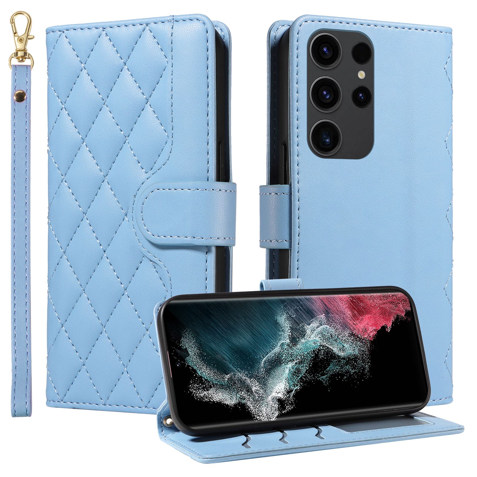 Wallet Case For Samsung Galaxy S22 Ultra Leather Flip Stand Phone Bags Cover