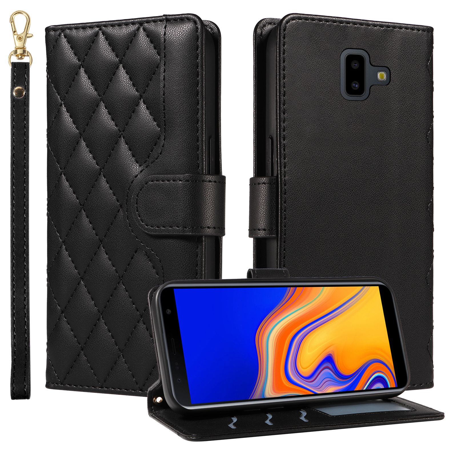Wallet Case For Samsung Galaxy J6 Plus 2018 Leather Flip Stand Phone Bags Cover