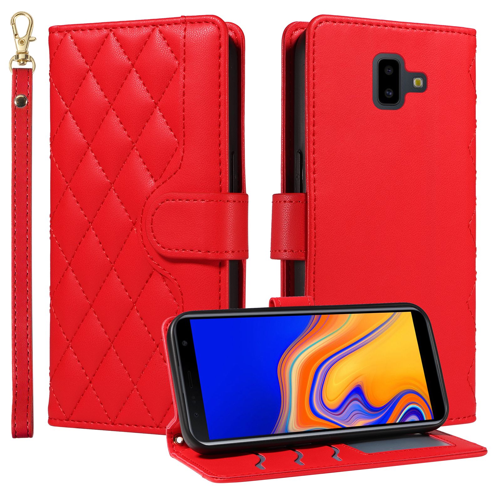Wallet Case For Samsung Galaxy J6 Plus 2018 Leather Flip Stand Phone Bags Cover