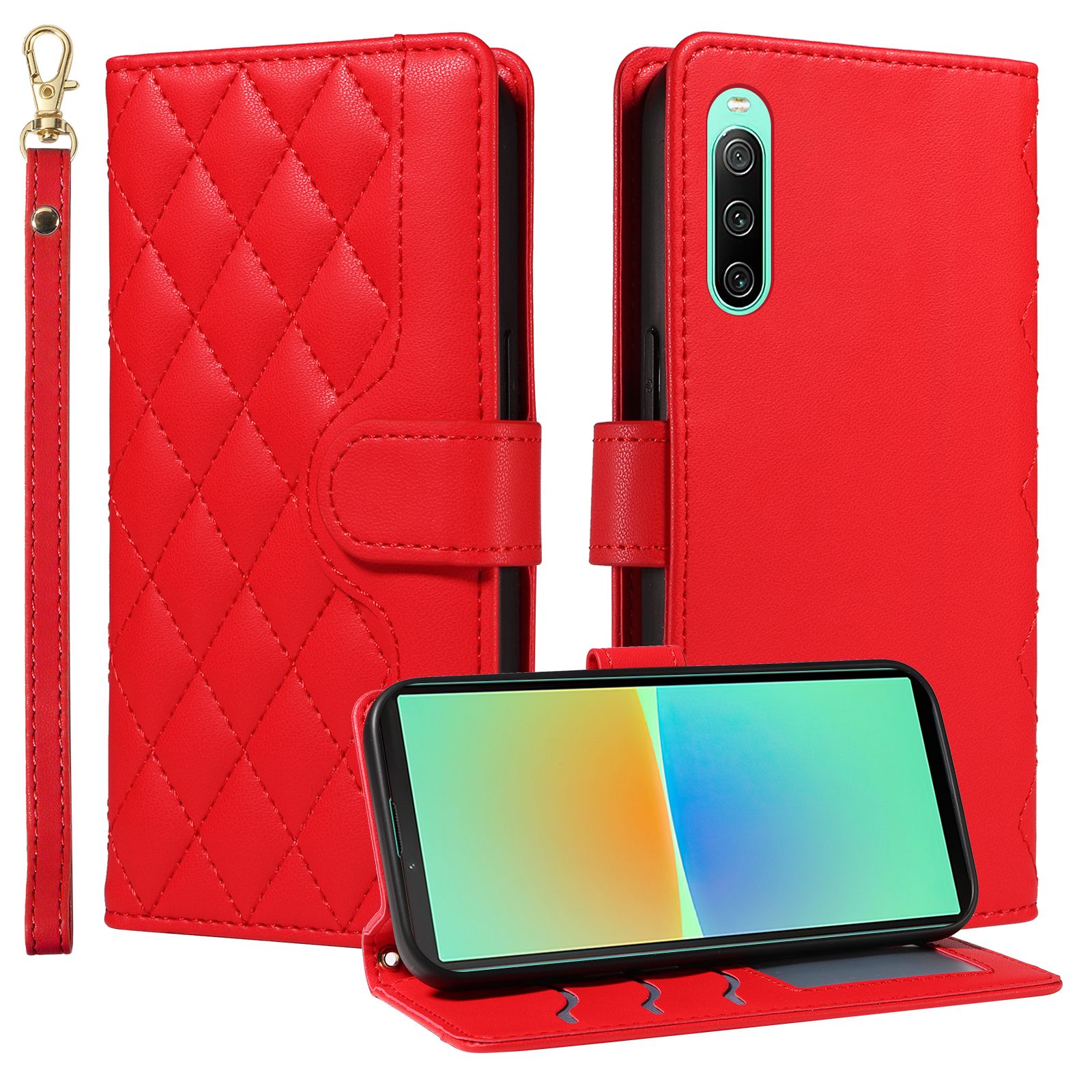（katu) Wallet Case For  Sony Xperia 10 IV Leather Flip Stand Phone Bags Cover
