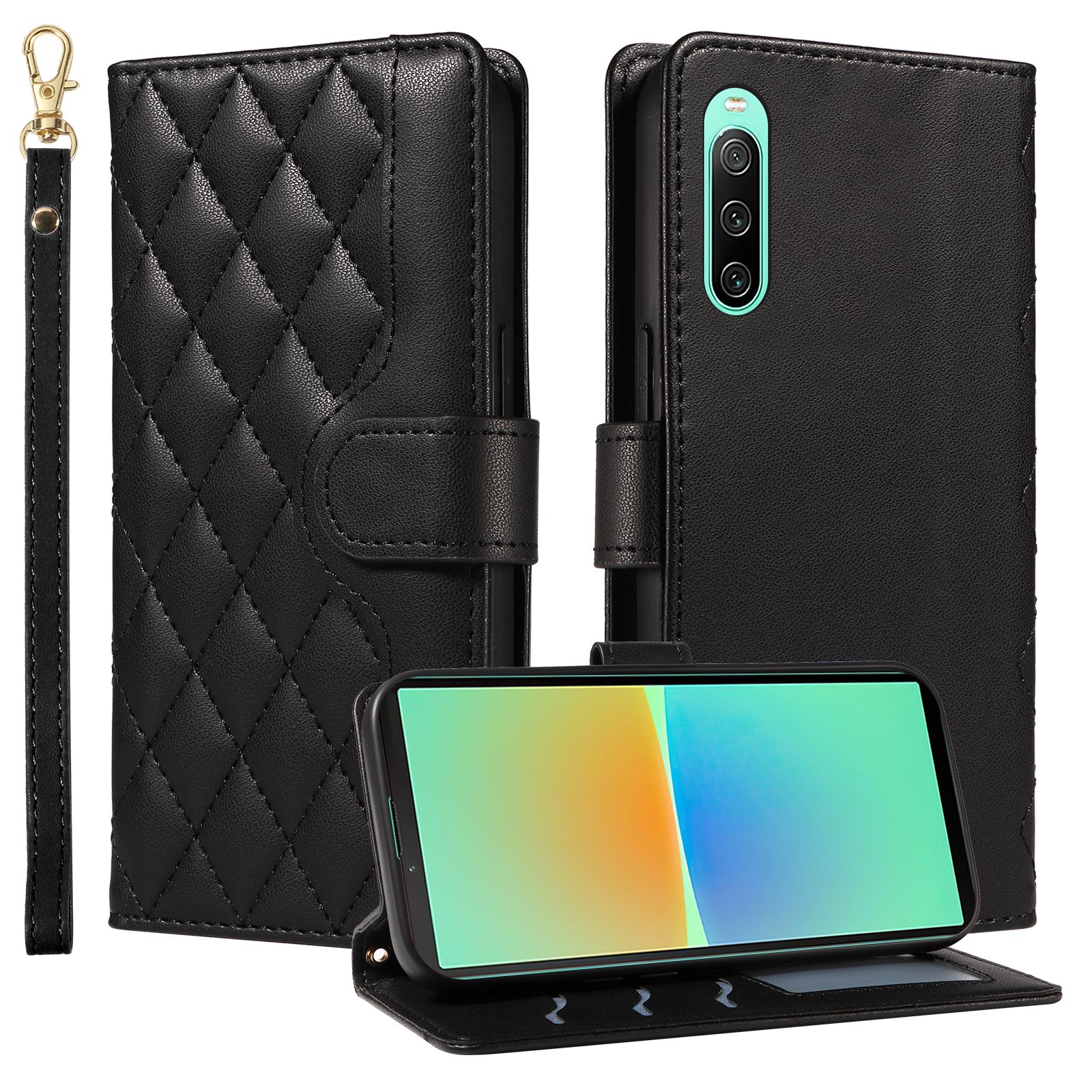 （katu) Wallet Case For  Sony Xperia 10 IV Leather Flip Stand Phone Bags Cover