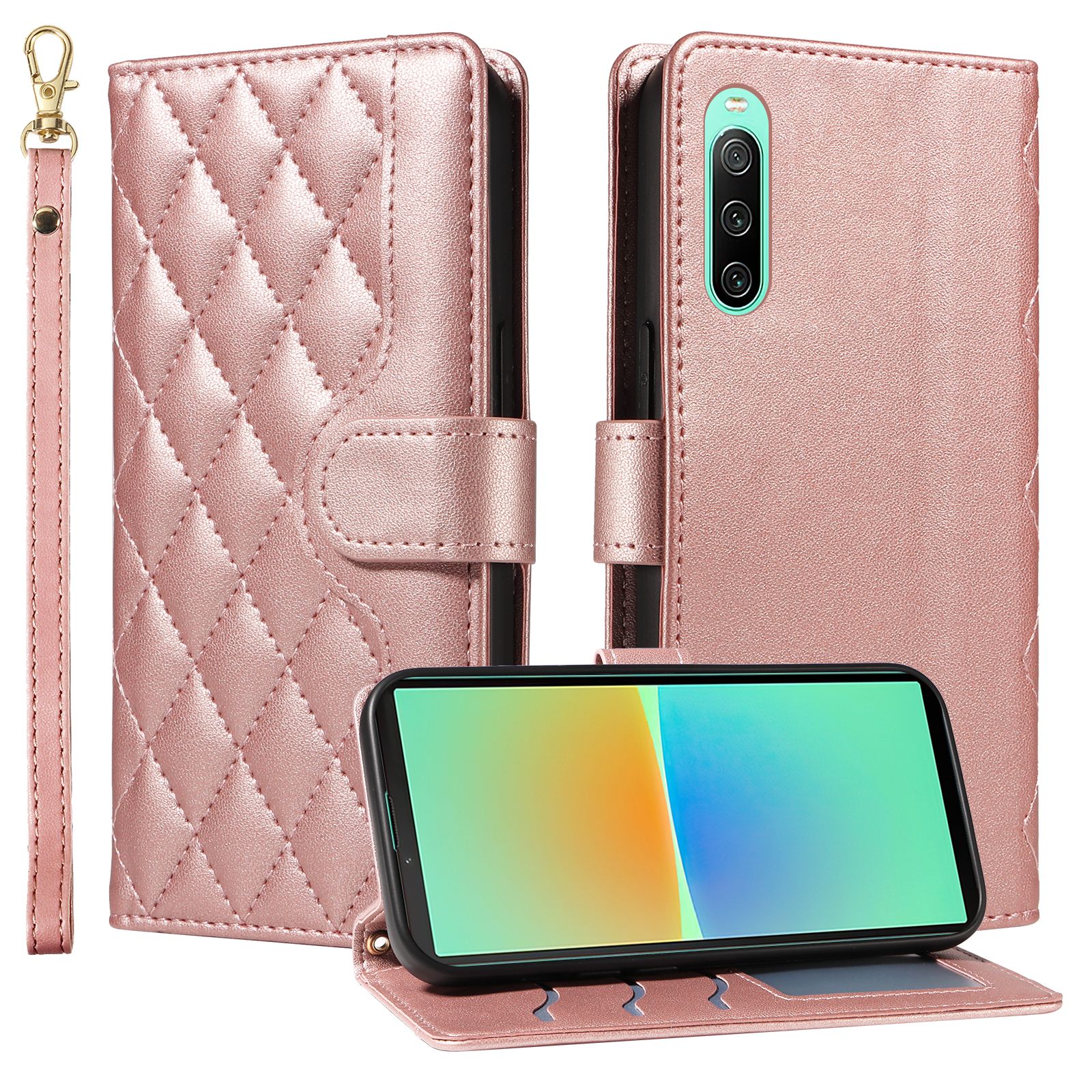 （katu) Wallet Case For  Sony Xperia 10 IV Leather Flip Stand Phone Bags Cover