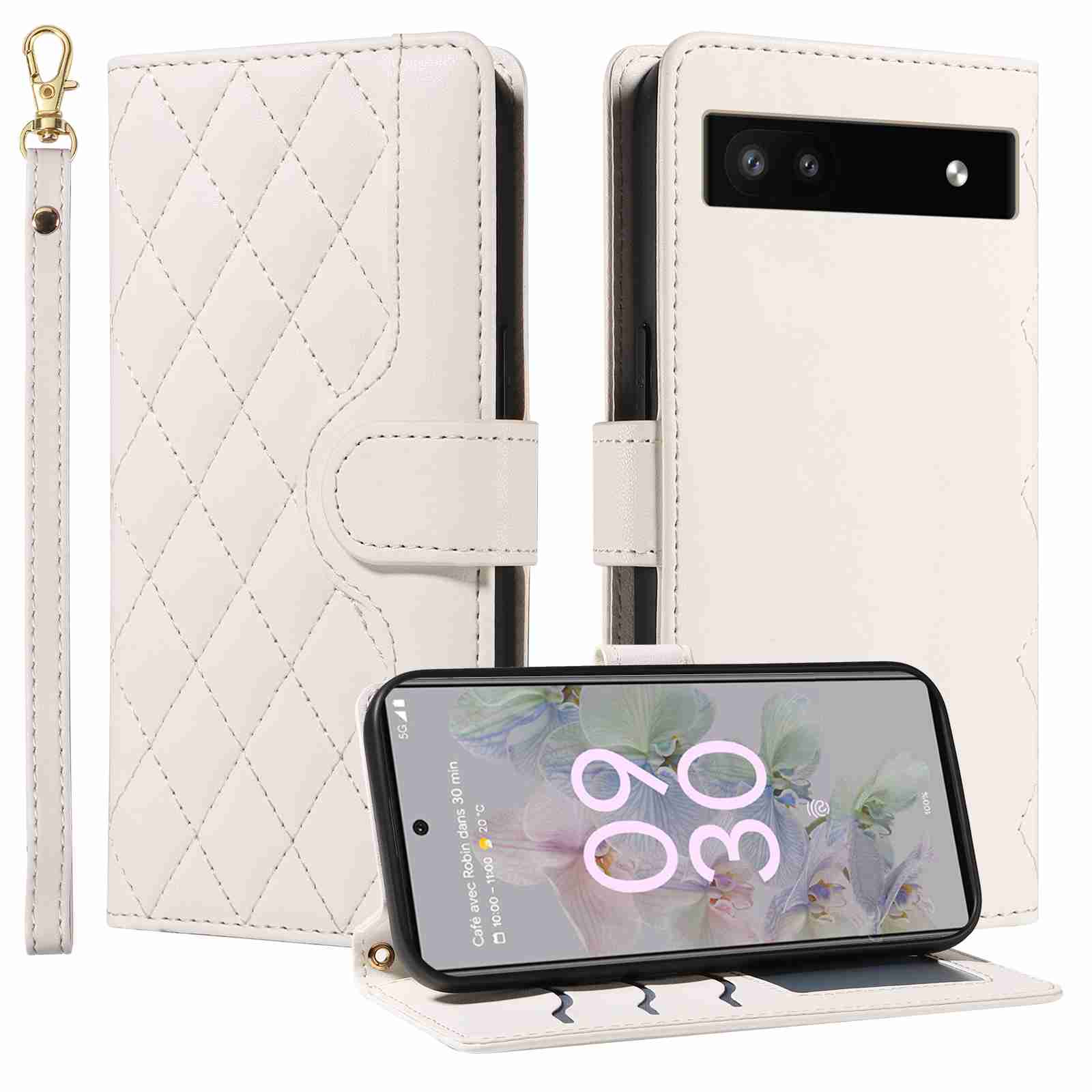 (katu) Wallet Case For Google Pixel 6A Leather Flip Stand Phone Bags Cover