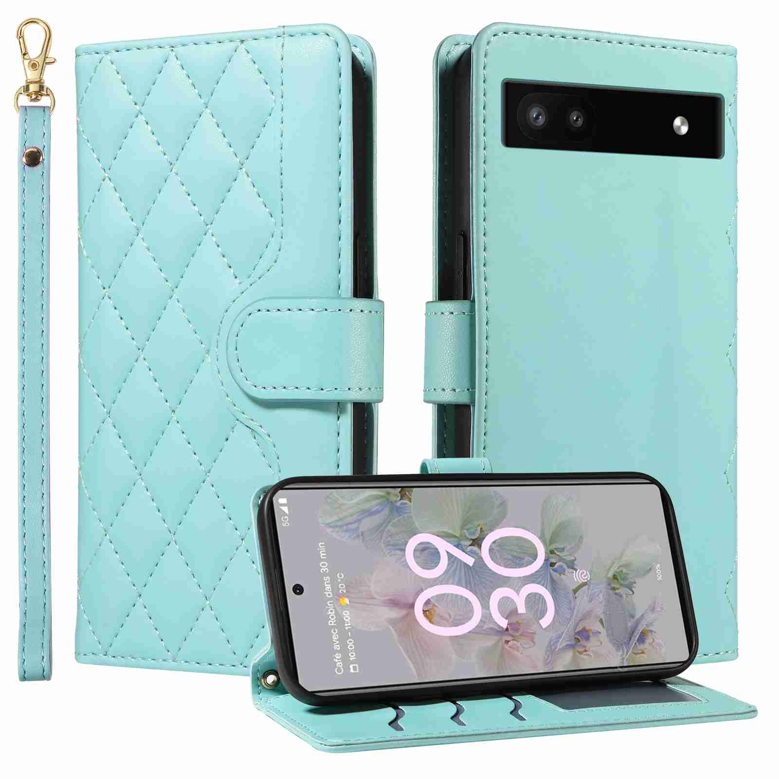 (katu) Wallet Case For Google Pixel 6A Leather Flip Stand Phone Bags Cover