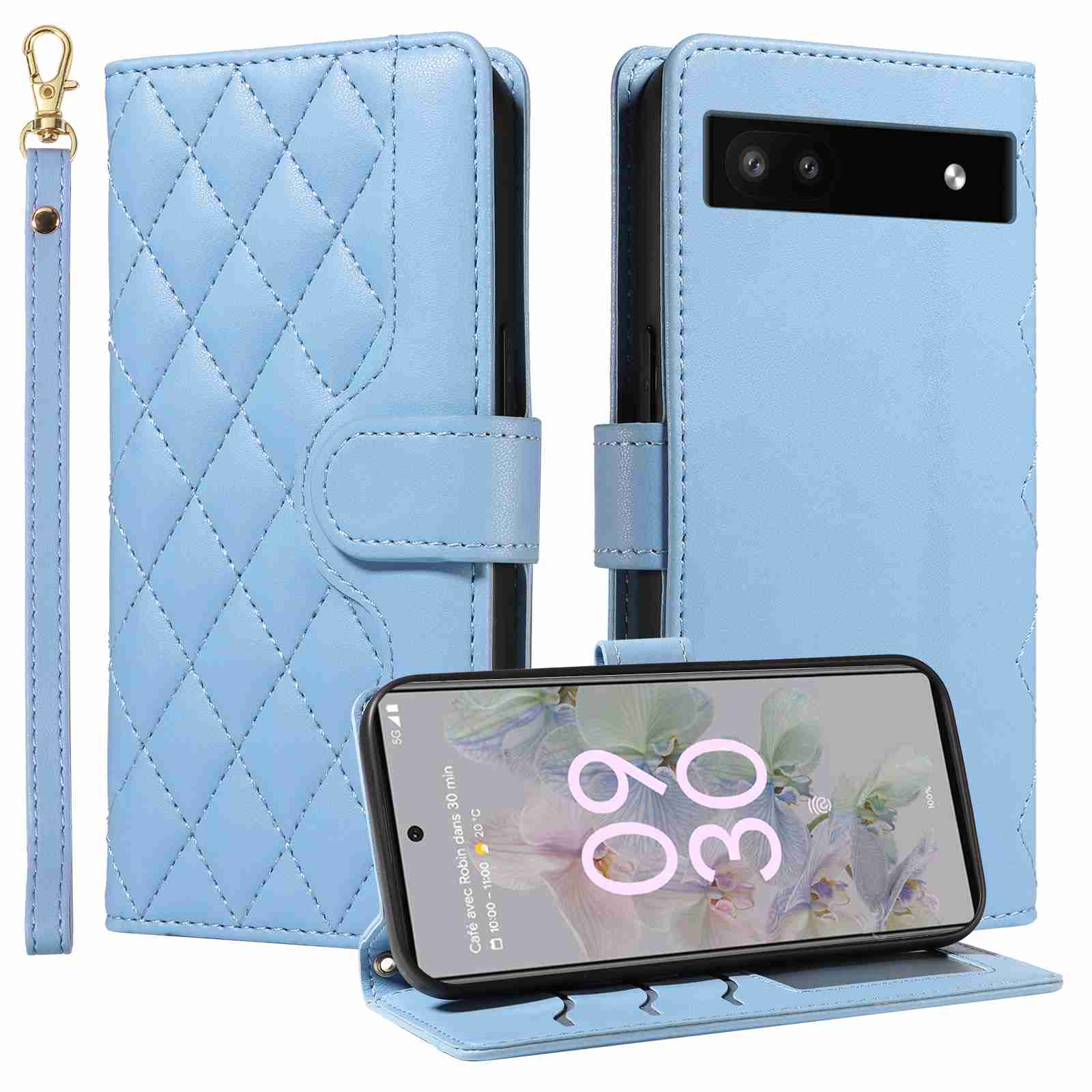 (katu) Wallet Case For Google Pixel 6A Leather Flip Stand Phone Bags Cover