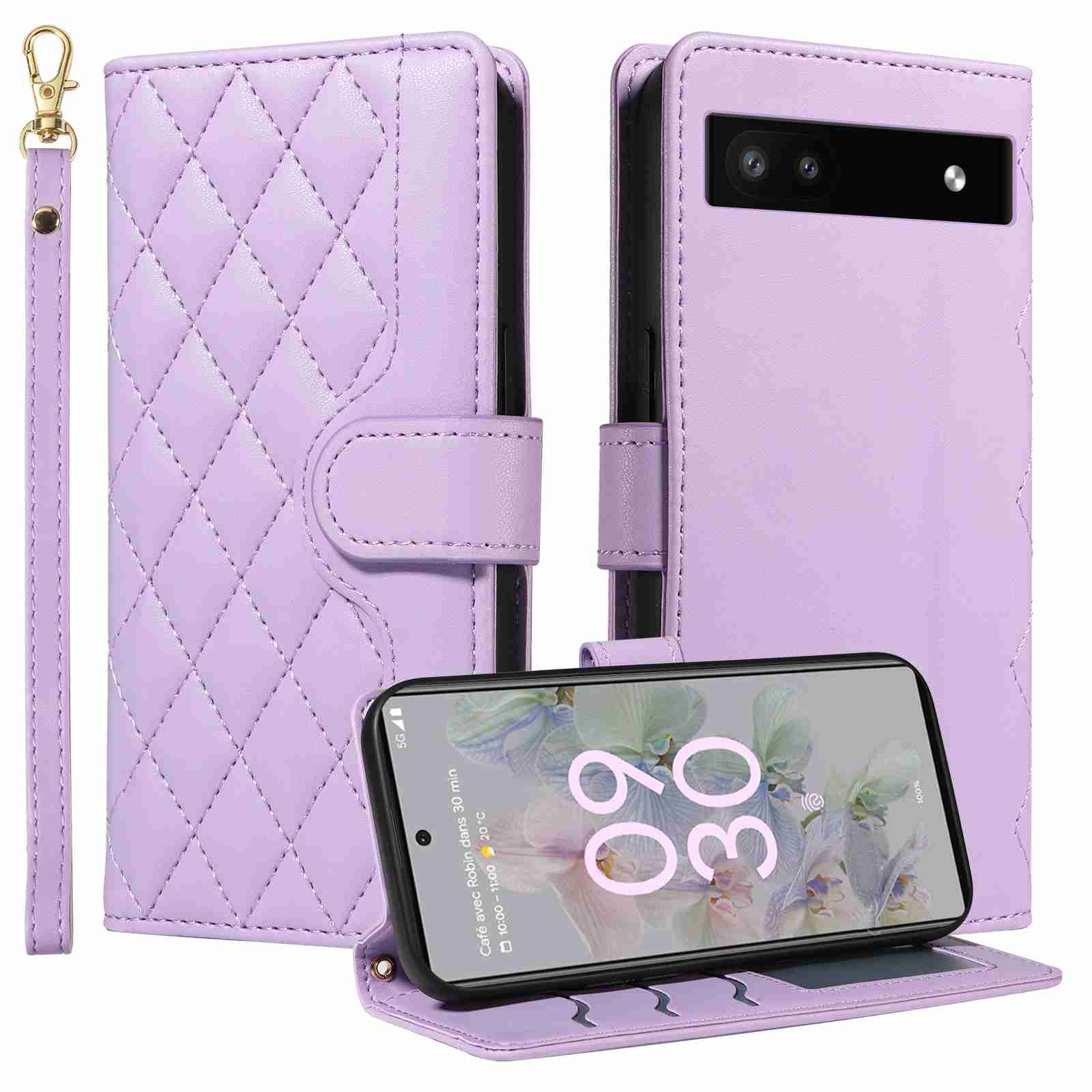 (katu) Wallet Case For Google Pixel 6A Leather Flip Stand Phone Bags Cover