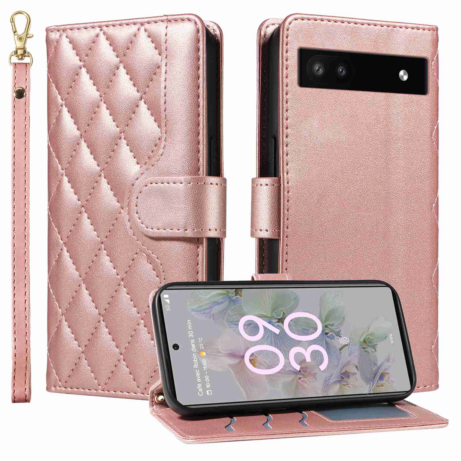 (katu) Wallet Case For Google Pixel 6A Leather Flip Stand Phone Bags Cover