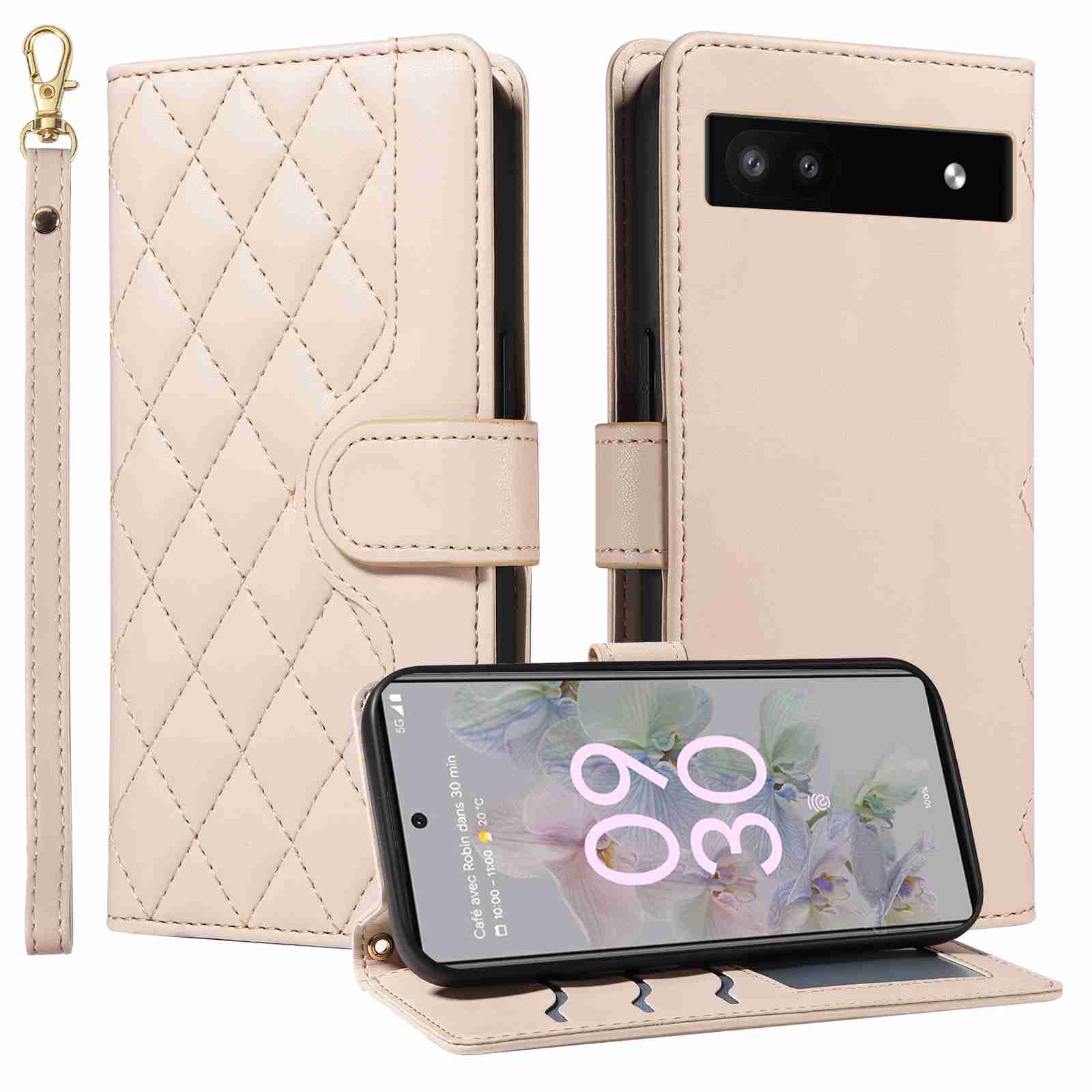 (katu) Wallet Case For Google Pixel 6A Leather Flip Stand Phone Bags Cover