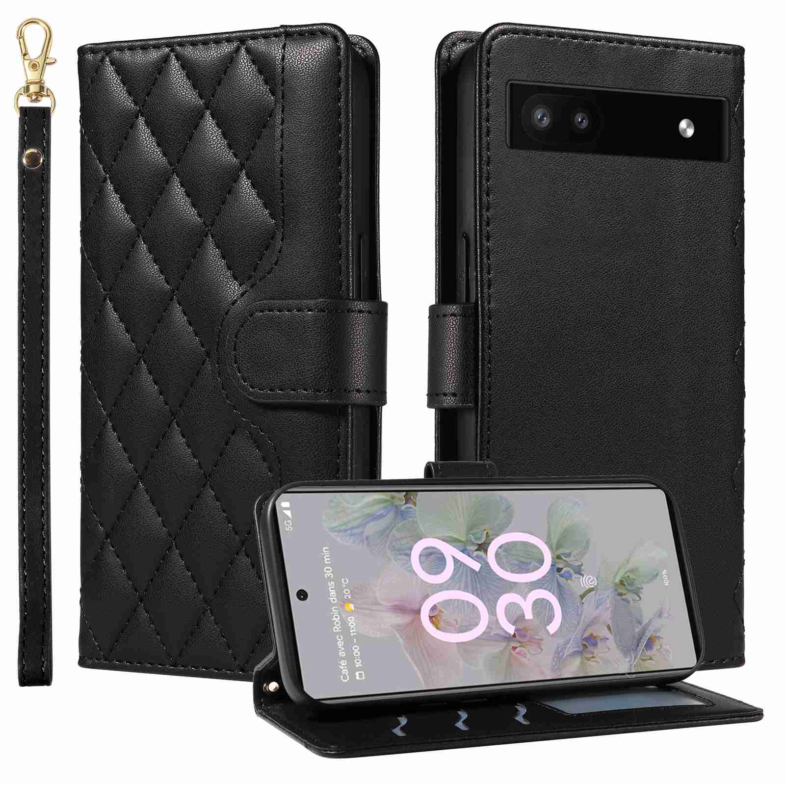 (katu) Wallet Case For Google Pixel 6A Leather Flip Stand Phone Bags Cover