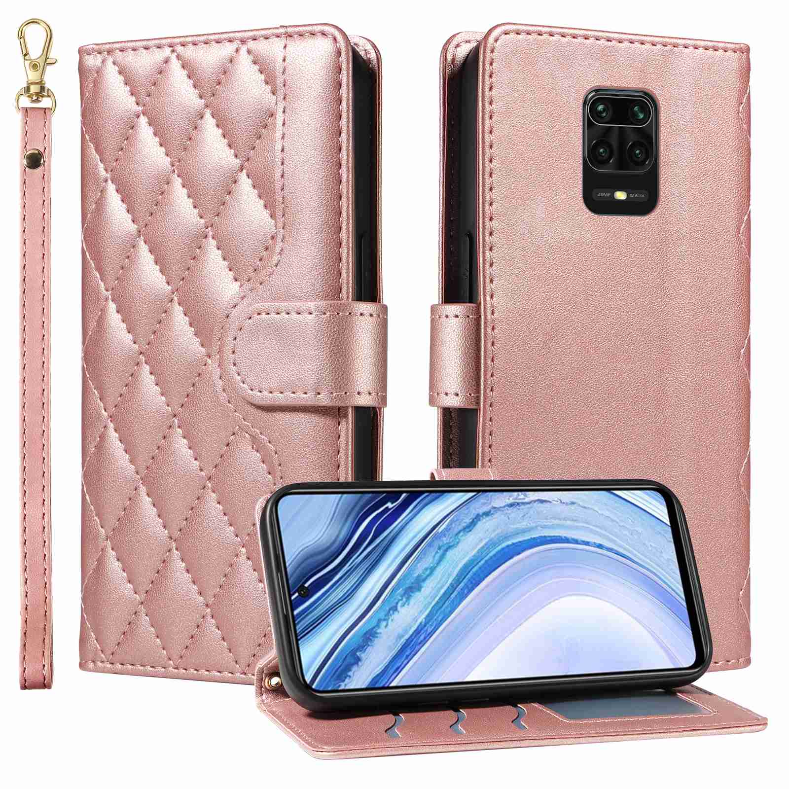 Luxury Skin Feel Flip Houndstooth Case For Xiaomi Redmi Note 9 pro 4G/Redmi Note 9S 4G/Redmi Note 9 pro Max 4G Fundas Wallet Cover