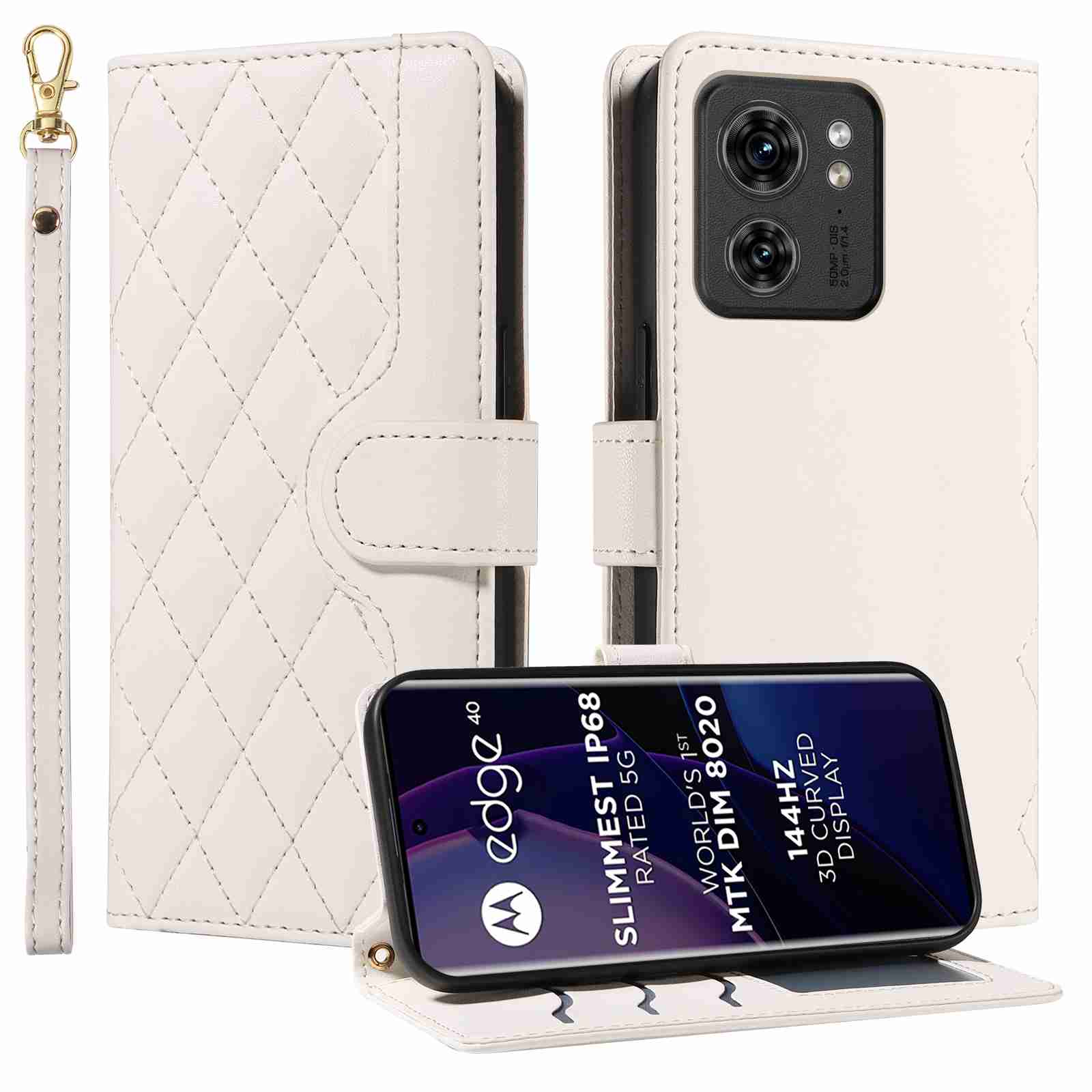 Luxury Skin Feel Flip Houndstooth Case For Motorola Moto Edge 40 5G (Non-chinese version) Fundas Wallet Cover