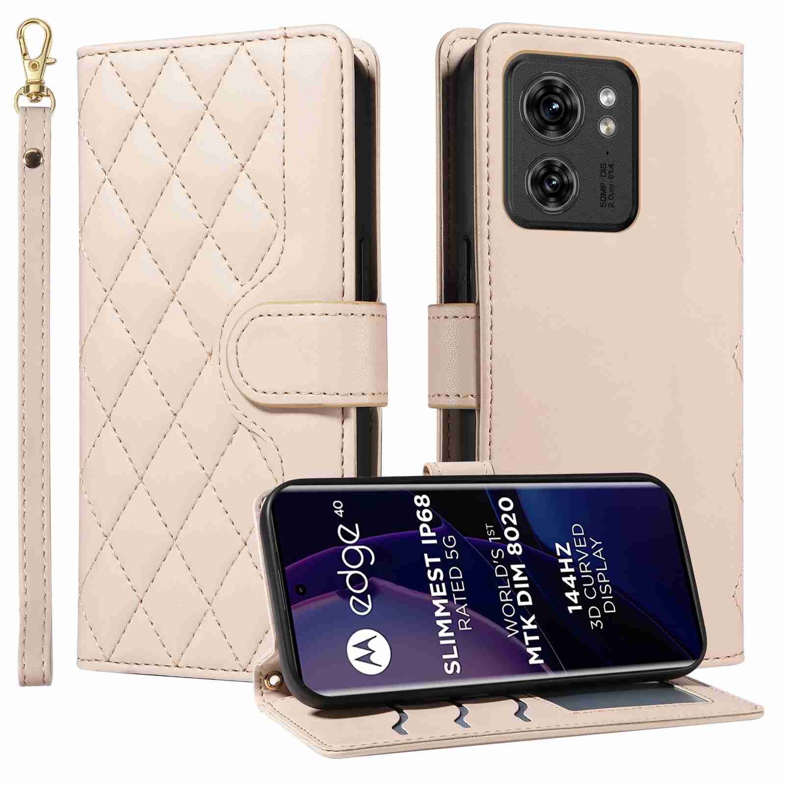 Luxury Skin Feel Flip Houndstooth Case For Motorola Moto Edge 40 5G (Non-chinese version) Fundas Wallet Cover