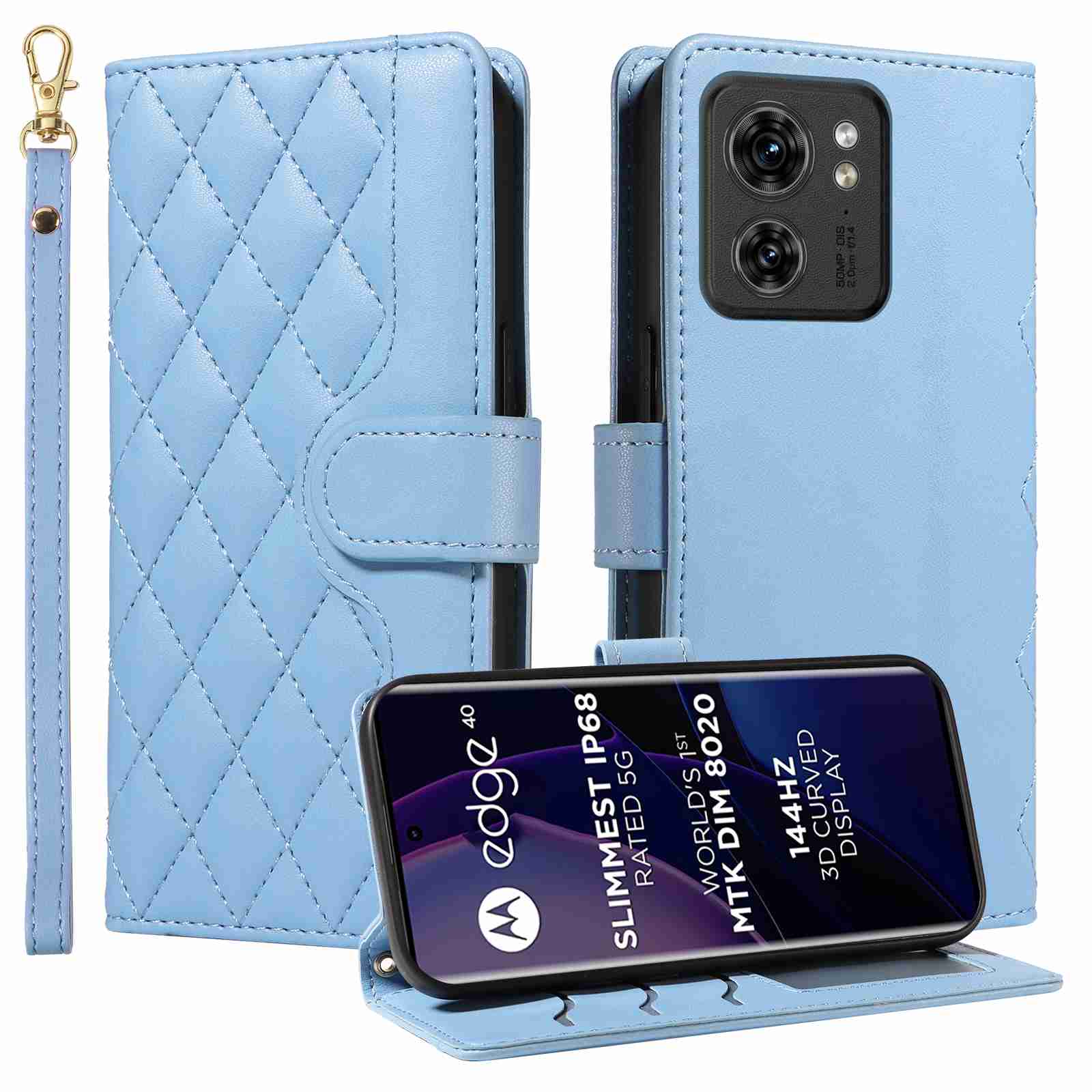 Luxury Skin Feel Flip Houndstooth Case For Motorola Moto Edge 40 5G (Non-chinese version) Fundas Wallet Cover