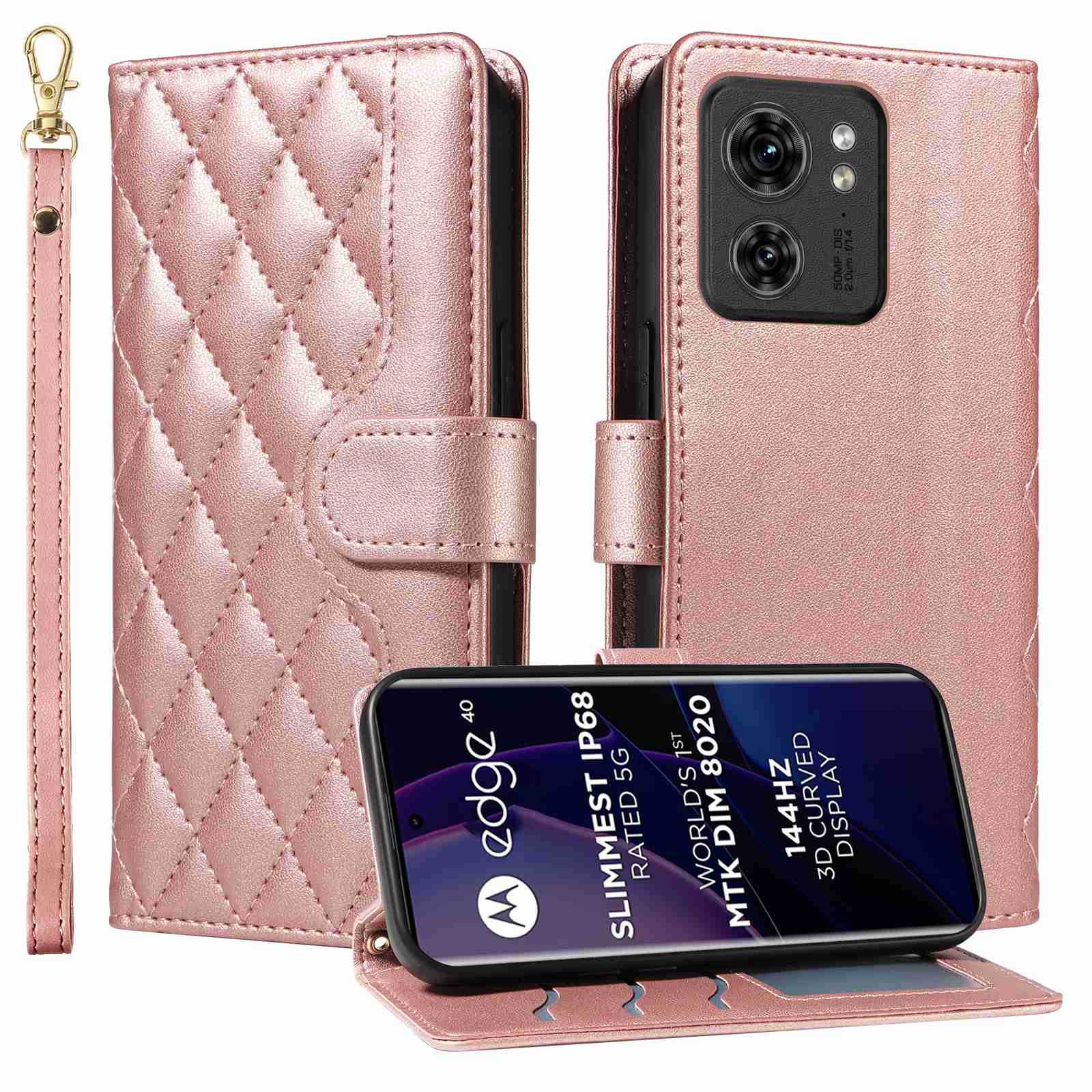 Luxury Skin Feel Flip Houndstooth Case For Motorola Moto Edge 40 5G (Non-chinese version) Fundas Wallet Cover