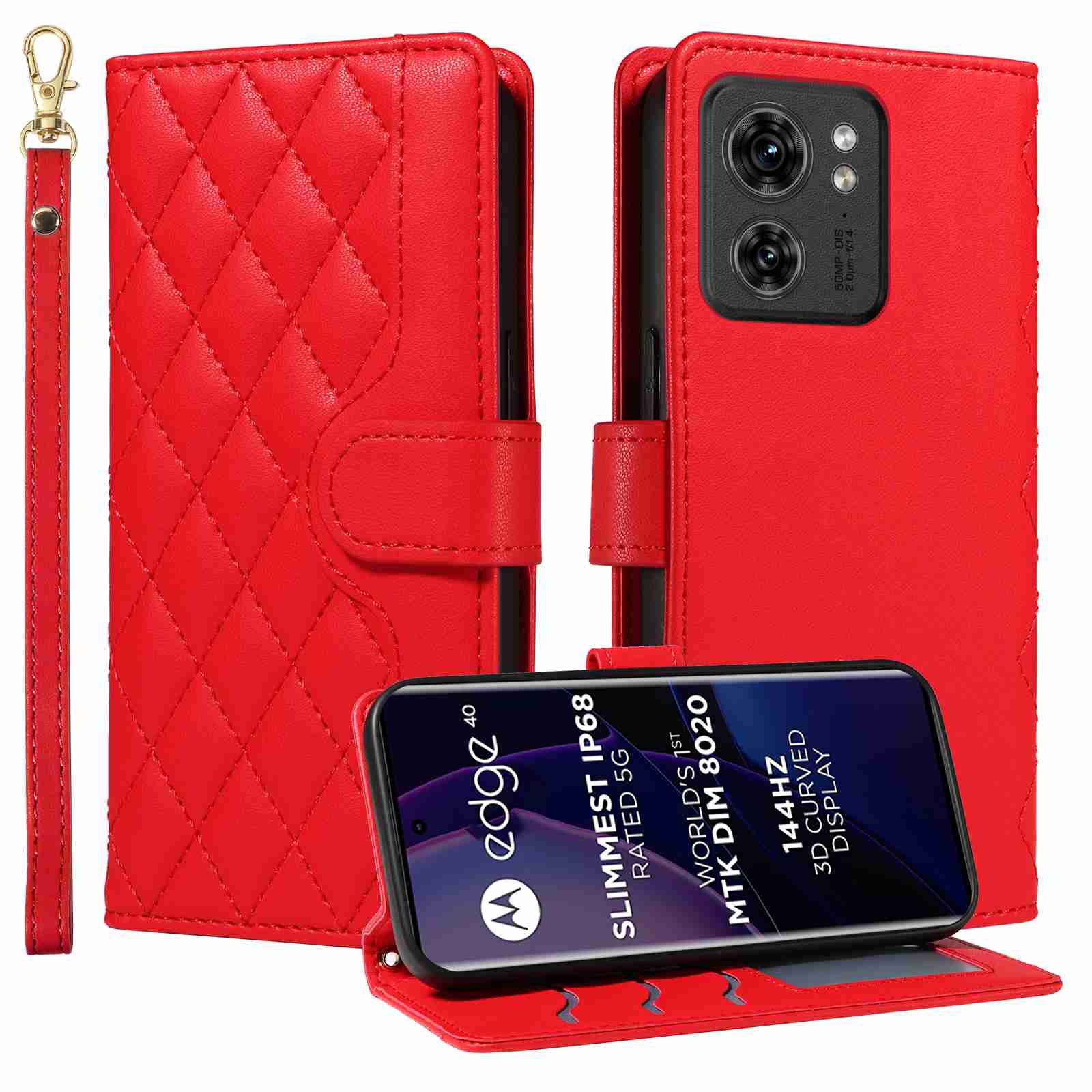 Luxury Skin Feel Flip Houndstooth Case For Motorola Moto Edge 40 5G (Non-chinese version) Fundas Wallet Cover