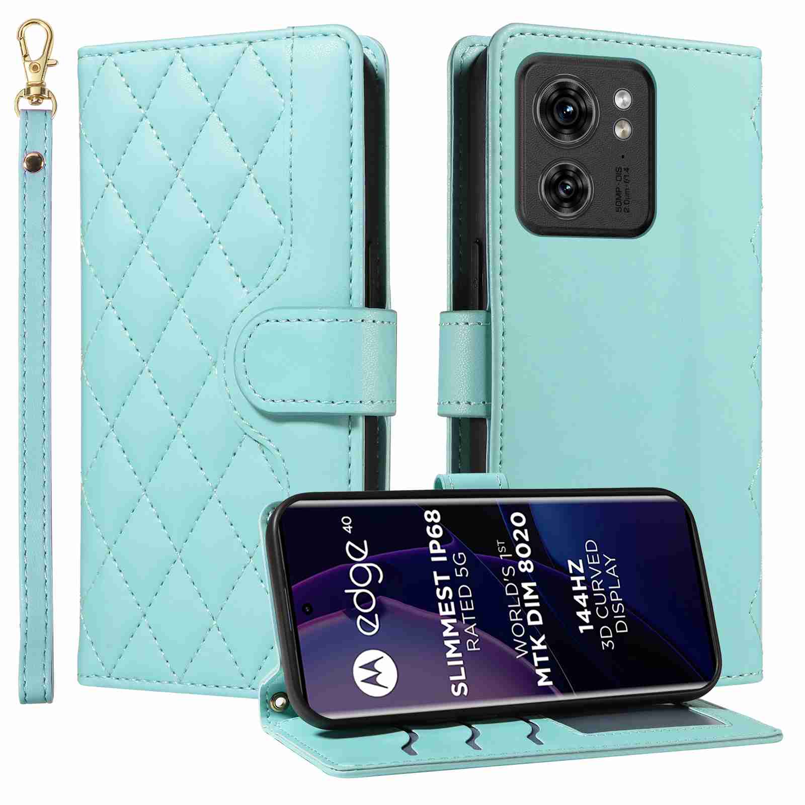 Luxury Skin Feel Flip Houndstooth Case For Motorola Moto Edge 40 5G (Non-chinese version) Fundas Wallet Cover