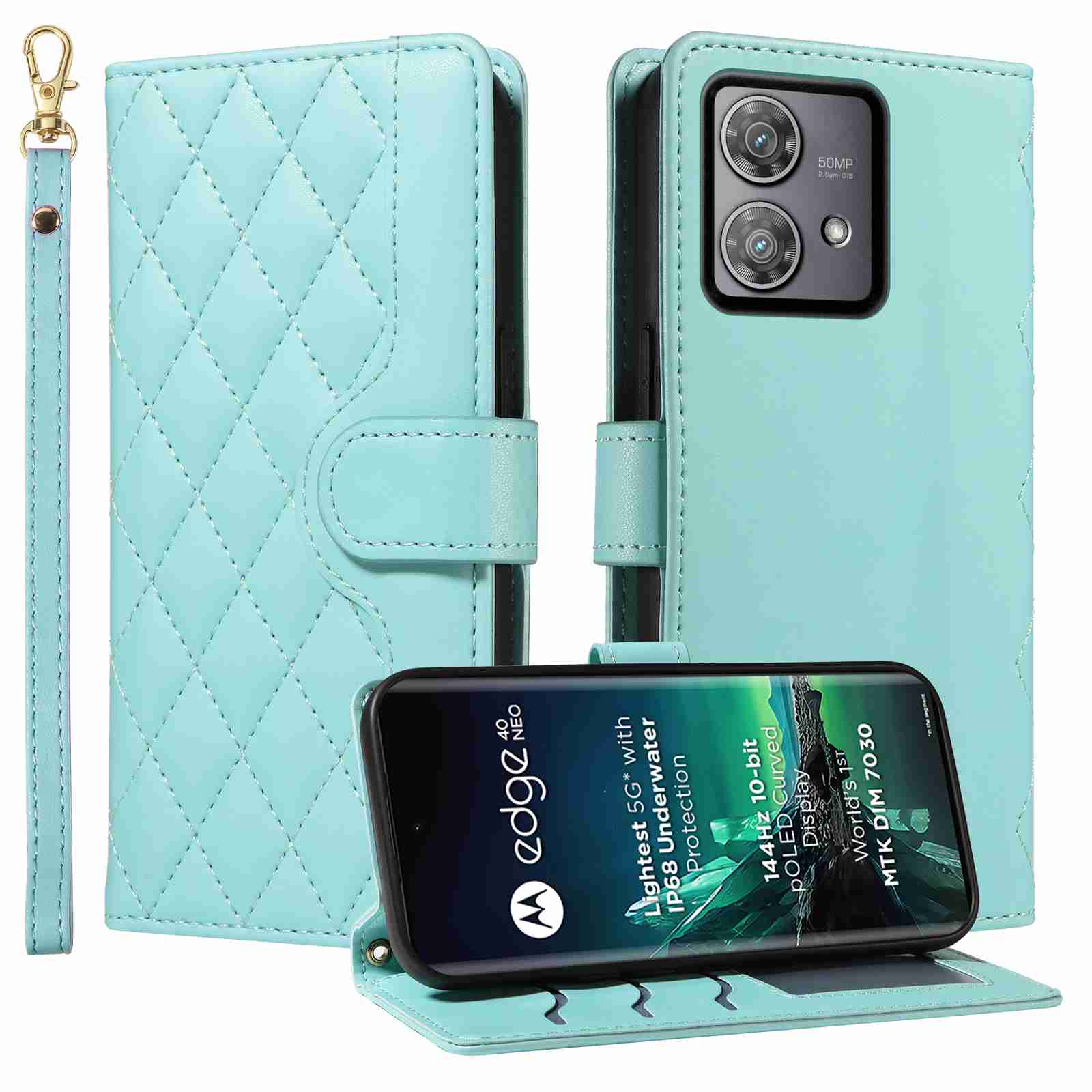 Luxury Skin Feel Flip Houndstooth Case For Motorola Moto Edge 40 NEO Fundas Wallet Cover