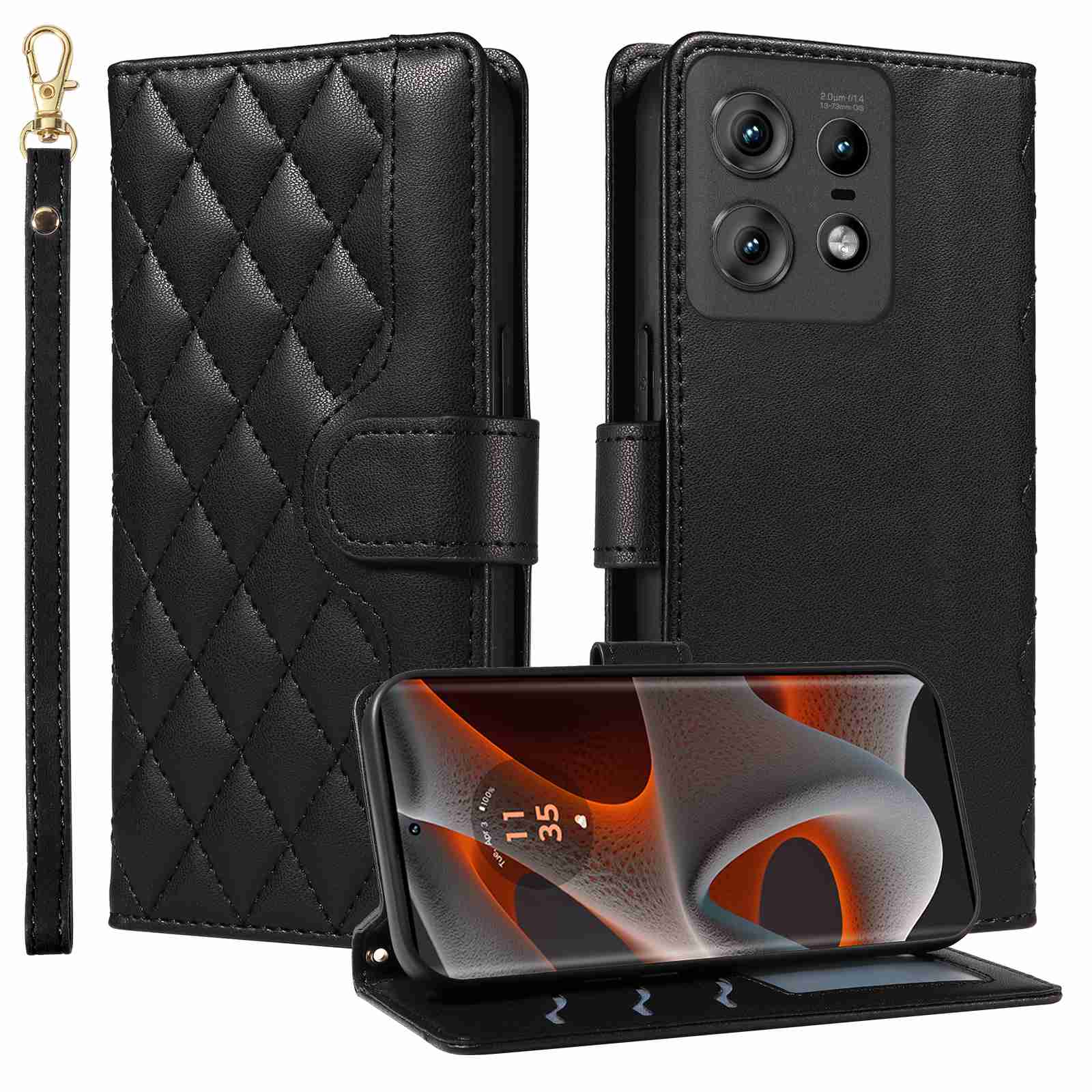 Luxury Skin Feel Flip Houndstooth Case For Motorola Moto edge 50 pro 5G (Curved screen) Fundas Wallet Cover
