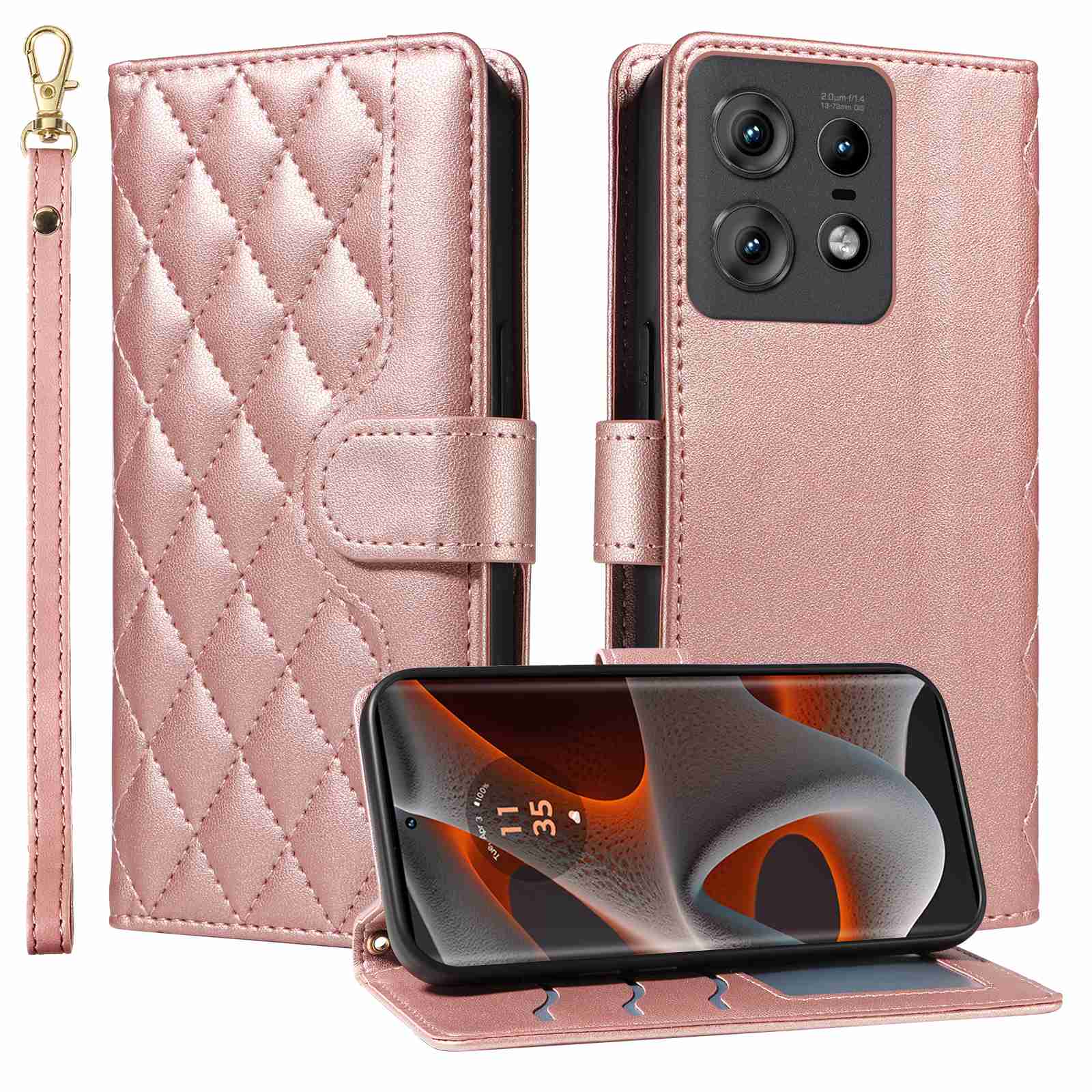 Luxury Skin Feel Flip Houndstooth Case For Motorola Moto edge 50 pro 5G (Curved screen) Fundas Wallet Cover