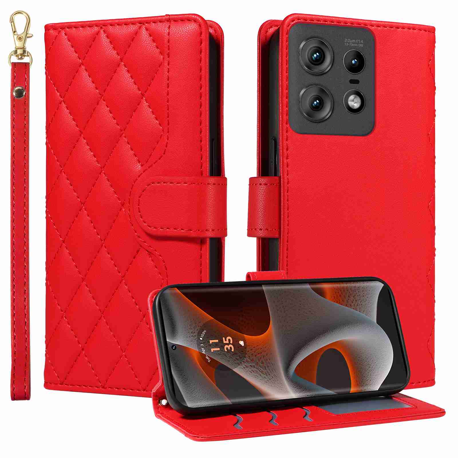 Luxury Skin Feel Flip Houndstooth Case For Motorola Moto edge 50 pro 5G (Curved screen) Fundas Wallet Cover