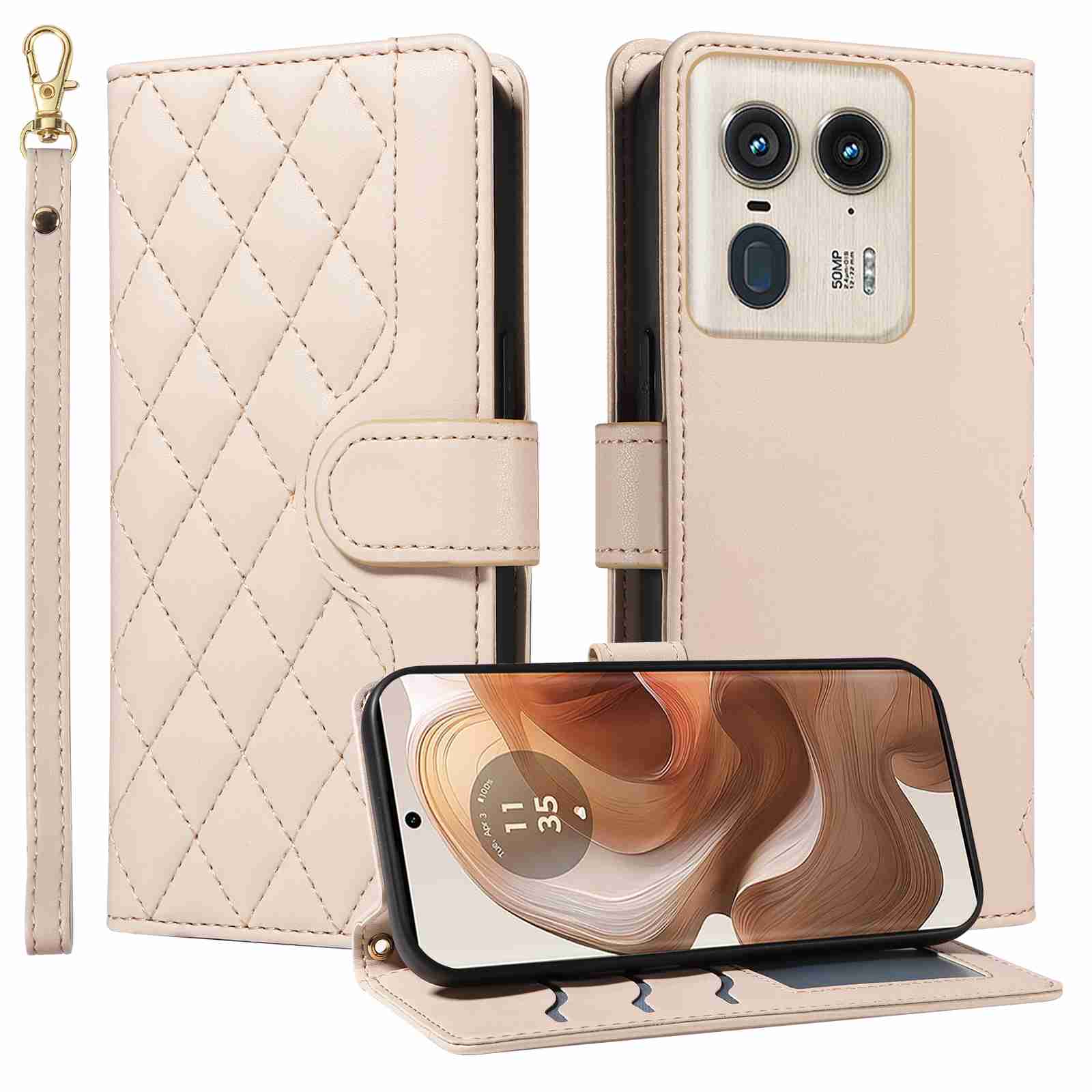 Luxury Skin Feel Flip Houndstooth Case For Motorola edge 50 Ultra 5G (Non-Chinese version Curved screen) /Moto X50 Ultra (Chinese version Curved screen) Fundas Wallet Cover