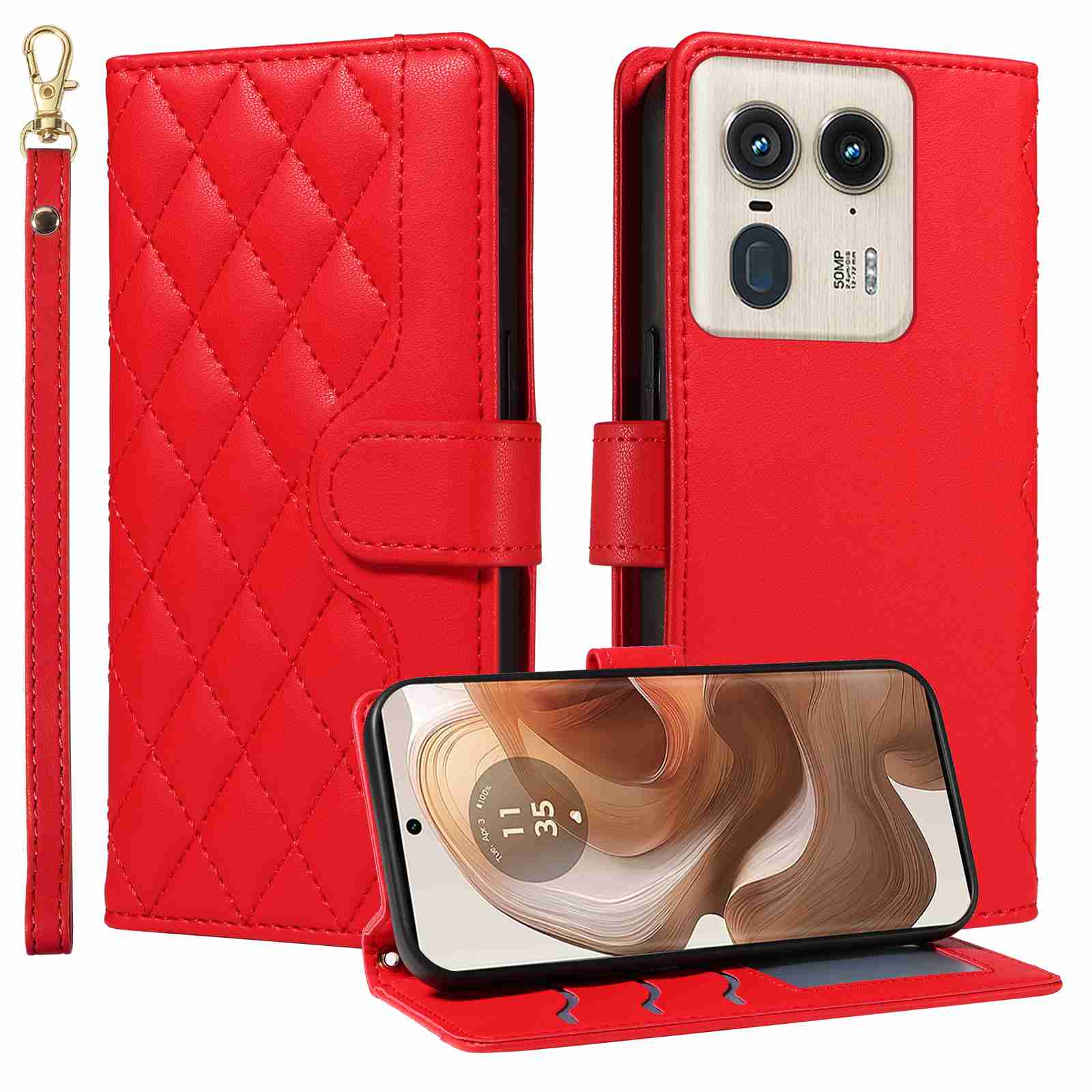 Luxury Skin Feel Flip Houndstooth Case For Motorola edge 50 Ultra 5G (Non-Chinese version Curved screen) /Moto X50 Ultra (Chinese version Curved screen) Fundas Wallet Cover