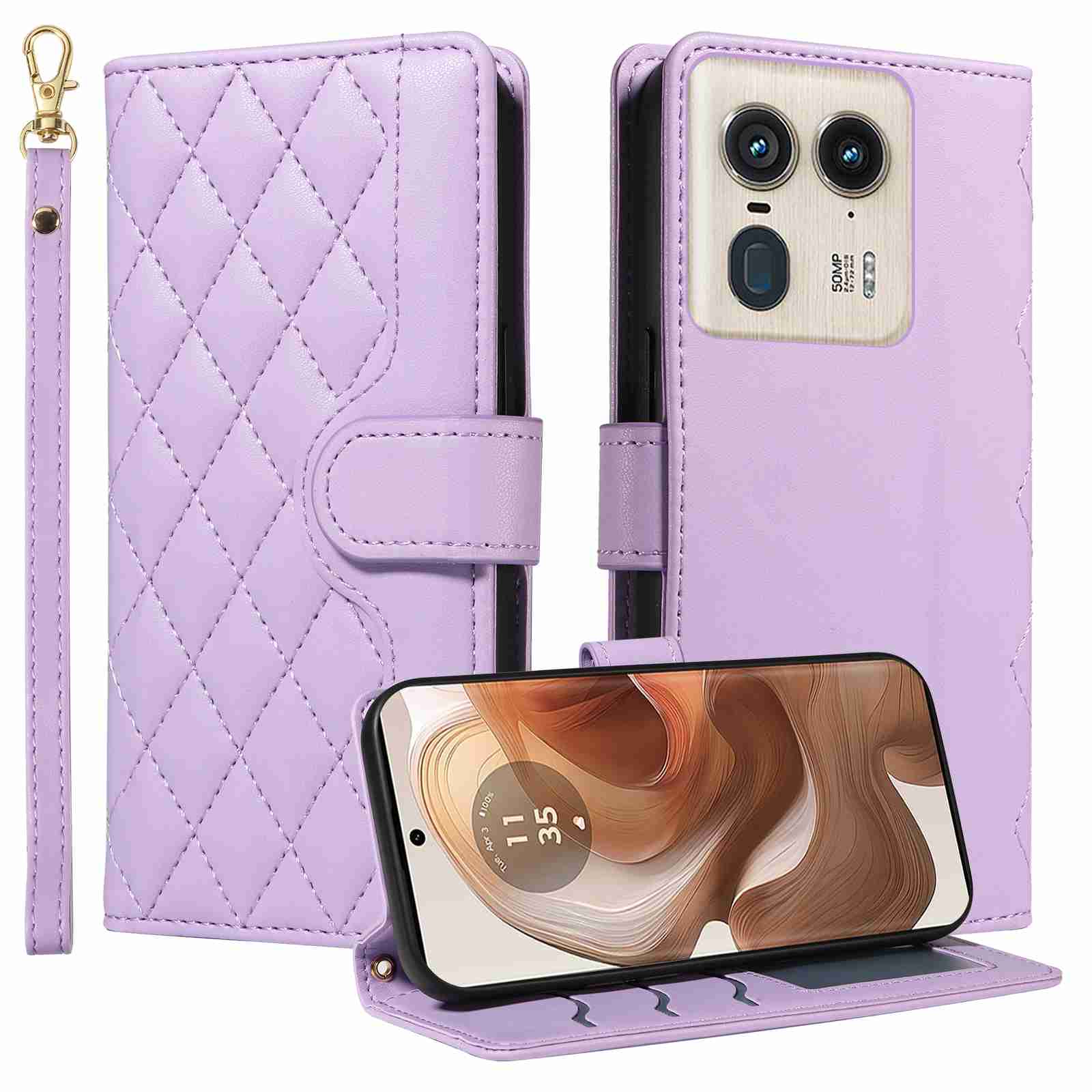 Luxury Skin Feel Flip Houndstooth Case For Motorola edge 50 Ultra 5G (Non-Chinese version Curved screen) /Moto X50 Ultra (Chinese version Curved screen) Fundas Wallet Cover