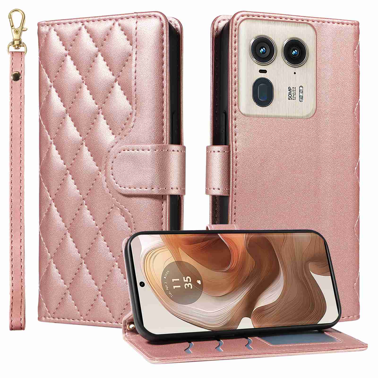 Luxury Skin Feel Flip Houndstooth Case For Motorola edge 50 Ultra 5G (Non-Chinese version Curved screen) /Moto X50 Ultra (Chinese version Curved screen) Fundas Wallet Cover