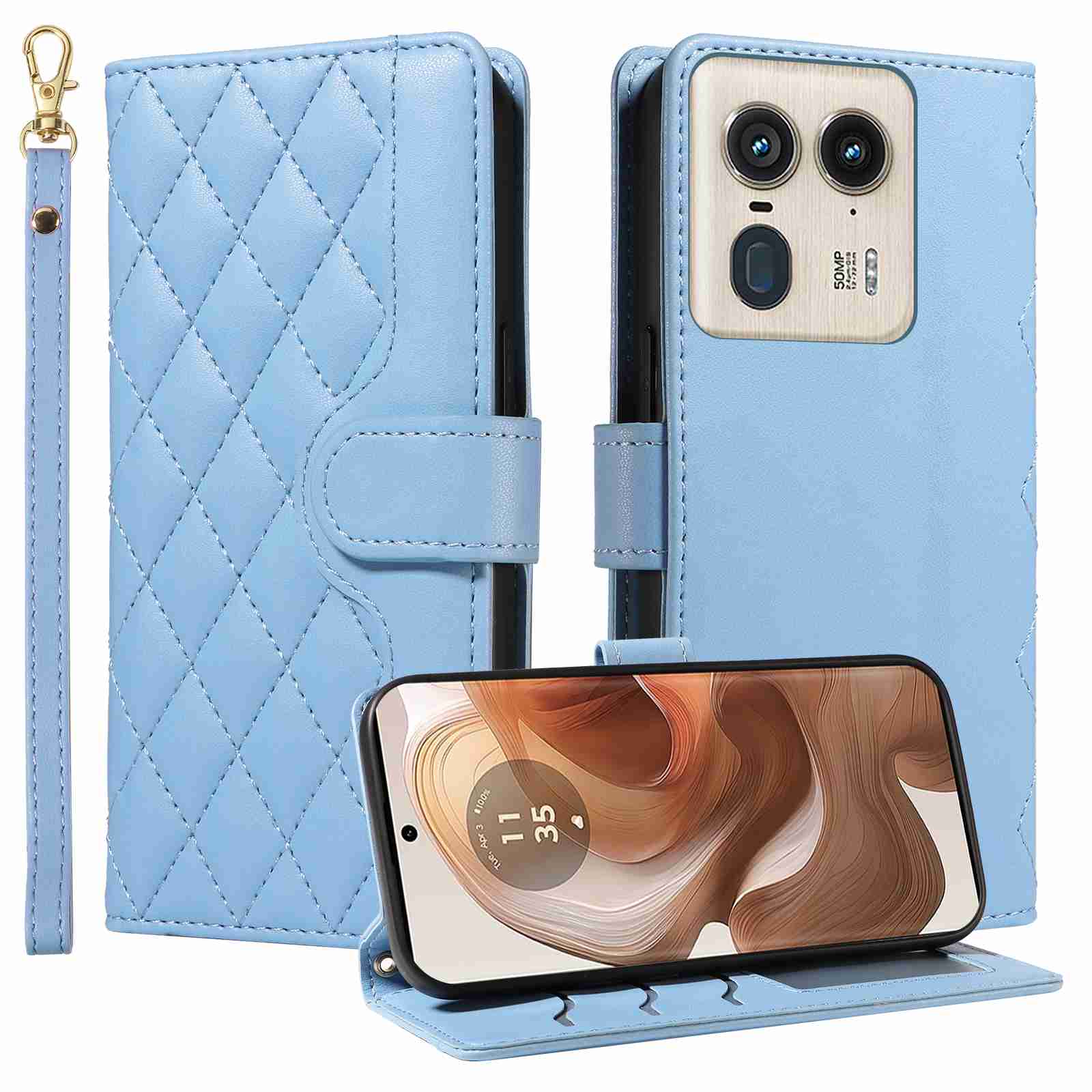 Luxury Skin Feel Flip Houndstooth Case For Motorola edge 50 Ultra 5G (Non-Chinese version Curved screen) /Moto X50 Ultra (Chinese version Curved screen) Fundas Wallet Cover