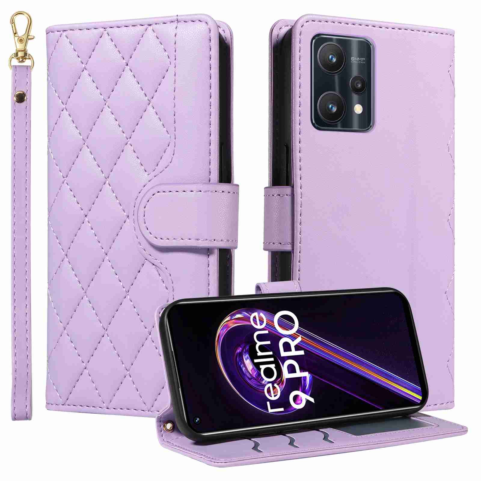 Luxury Skin Feel Flip Houndstooth Case For Oppo Realme 9 Pro/Realme V25/Realme 9 5G (European edition) Fundas Wallet Cover