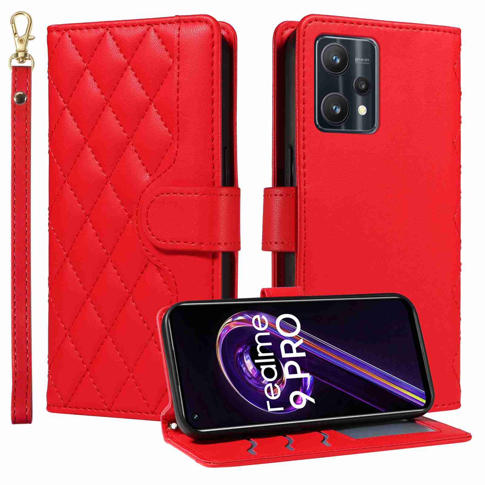 Luxury Skin Feel Flip Houndstooth Case For Oppo Realme 9 Pro/Realme V25/Realme 9 5G (European edition) Fundas Wallet Cover