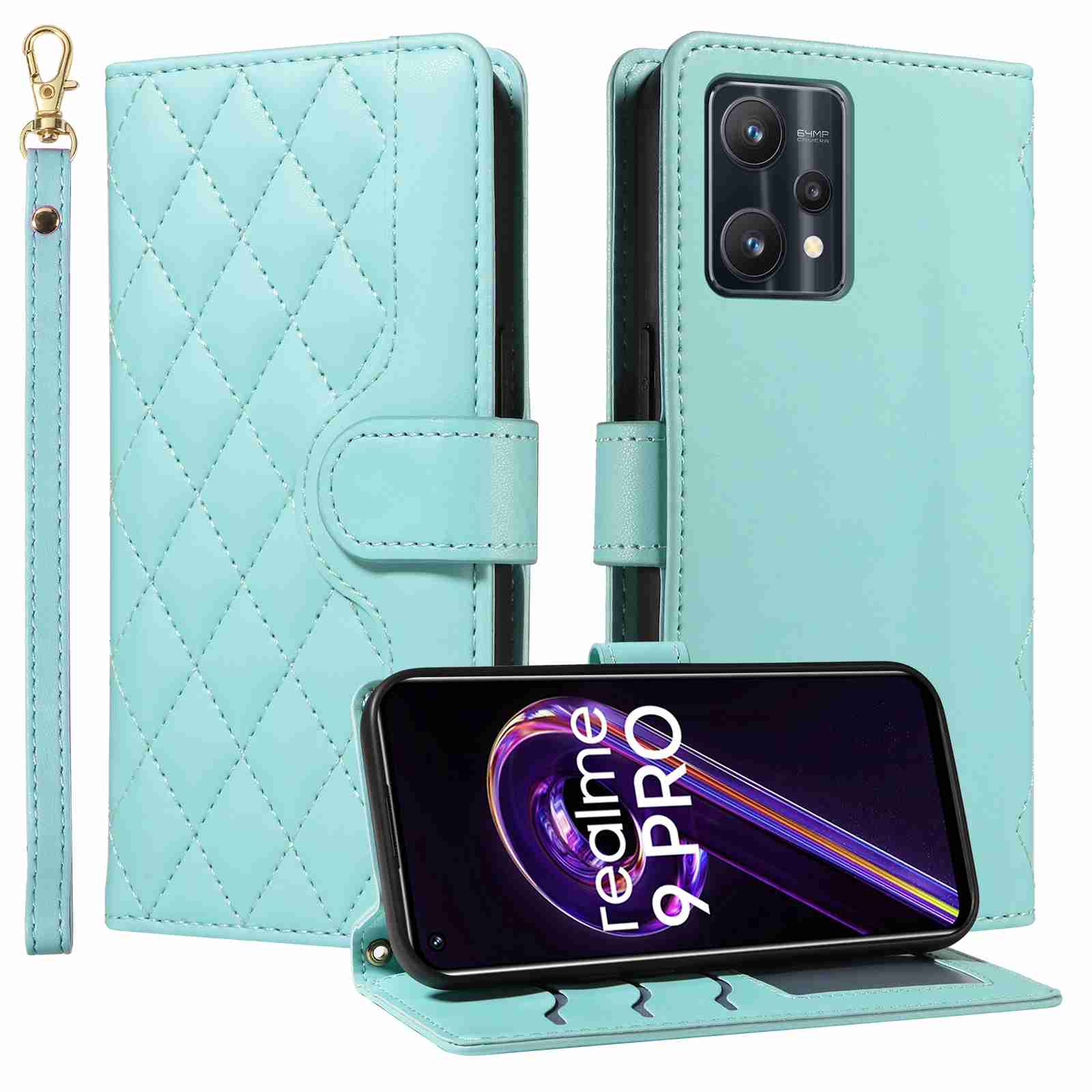 Luxury Skin Feel Flip Houndstooth Case For Oppo Realme 9 Pro/Realme V25/Realme 9 5G (European edition) Fundas Wallet Cover