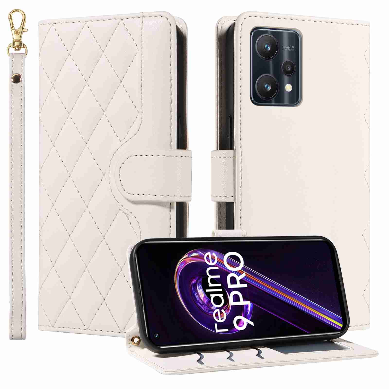 Luxury Skin Feel Flip Houndstooth Case For Oppo Realme 9 Pro/Realme V25/Realme 9 5G (European edition) Fundas Wallet Cover